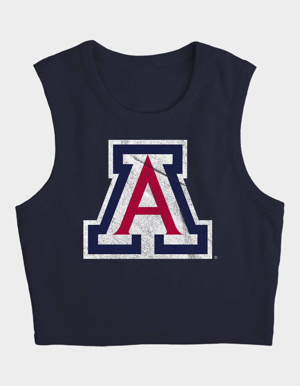 THE UNIVERSITY OF ARIZONA Distressed Primary Logo Womens Cropped Tank Top Product Image