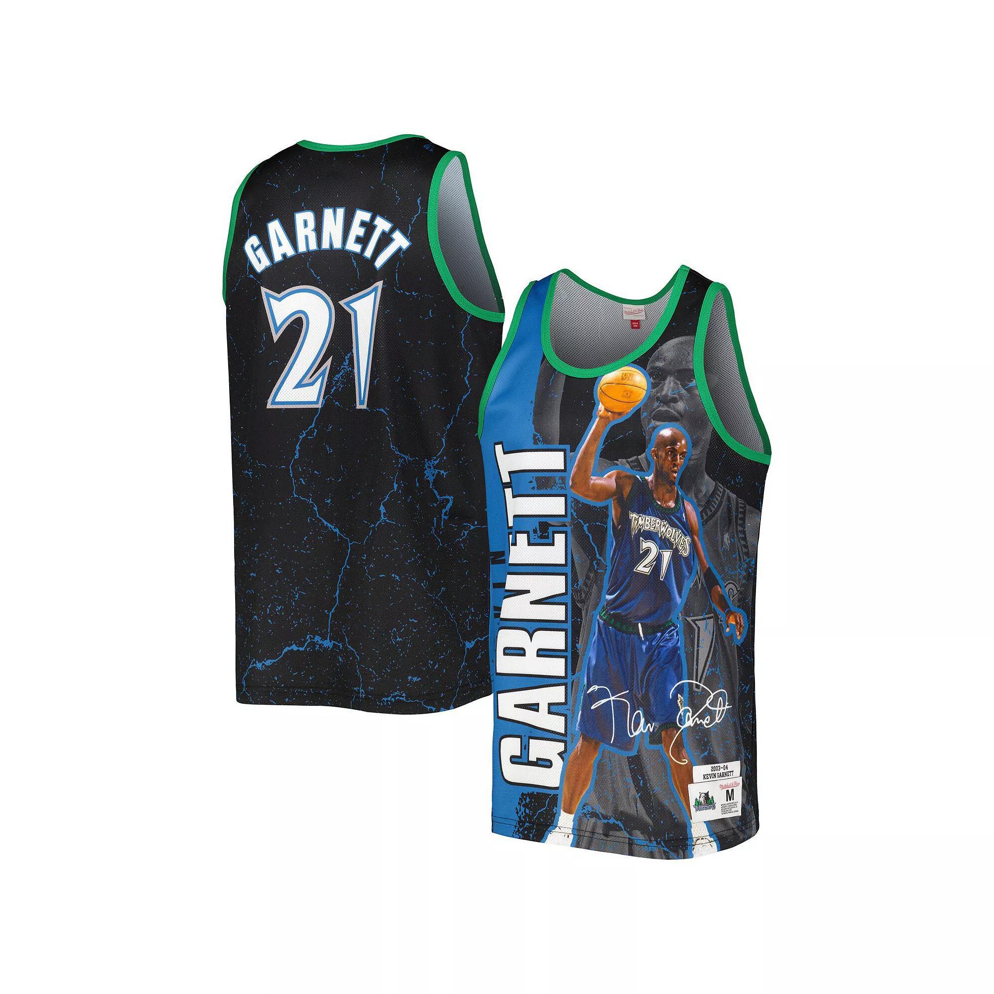 Men's Mitchell & Ness Kevin Garnett Black Minnesota Timberwolves 2003-04 Hardwood Classics Player Burst Tank Top, Size: Large Product Image