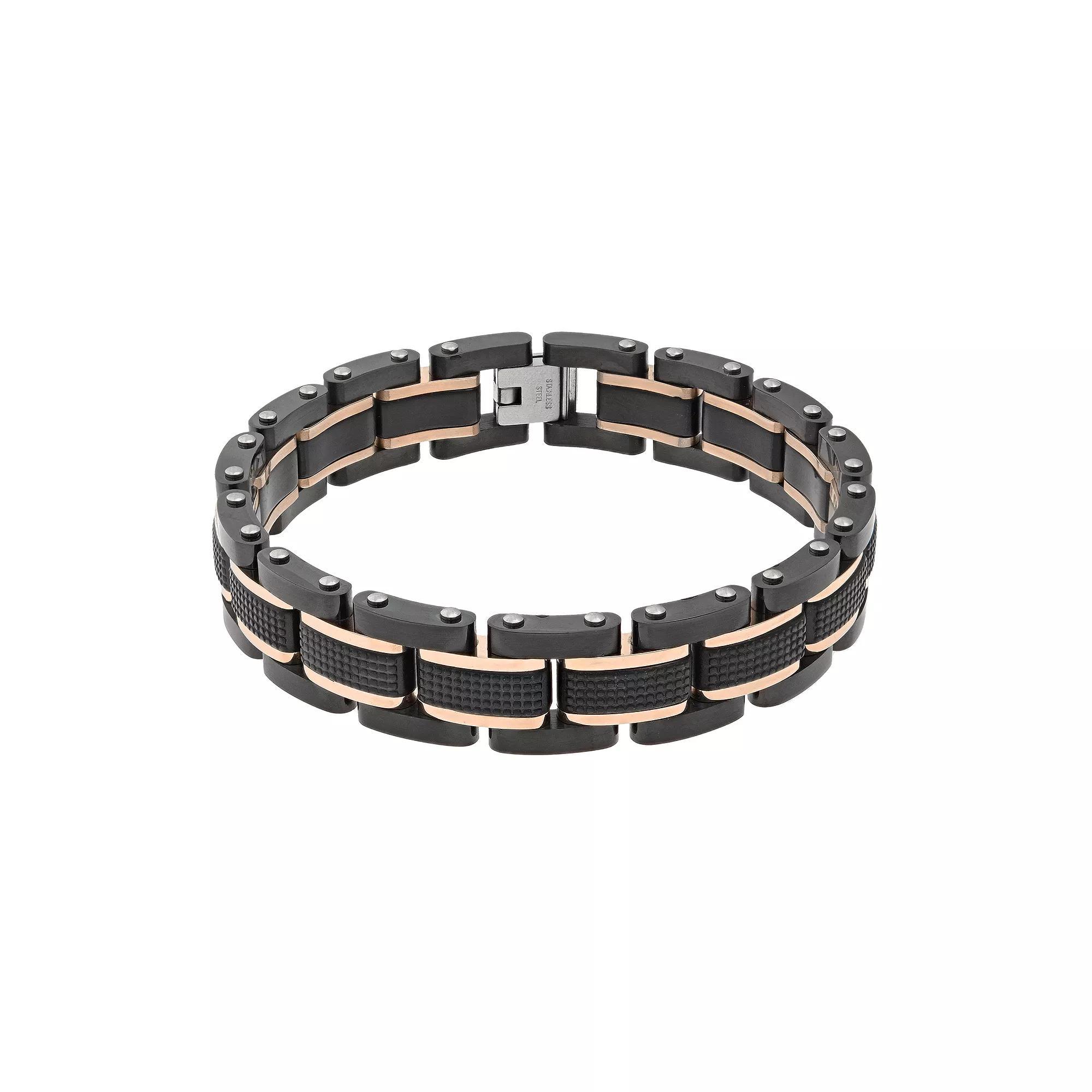 LYNX Two Tone Stainless Steel Men's Bracelet, Size: 8.5", Grey Product Image