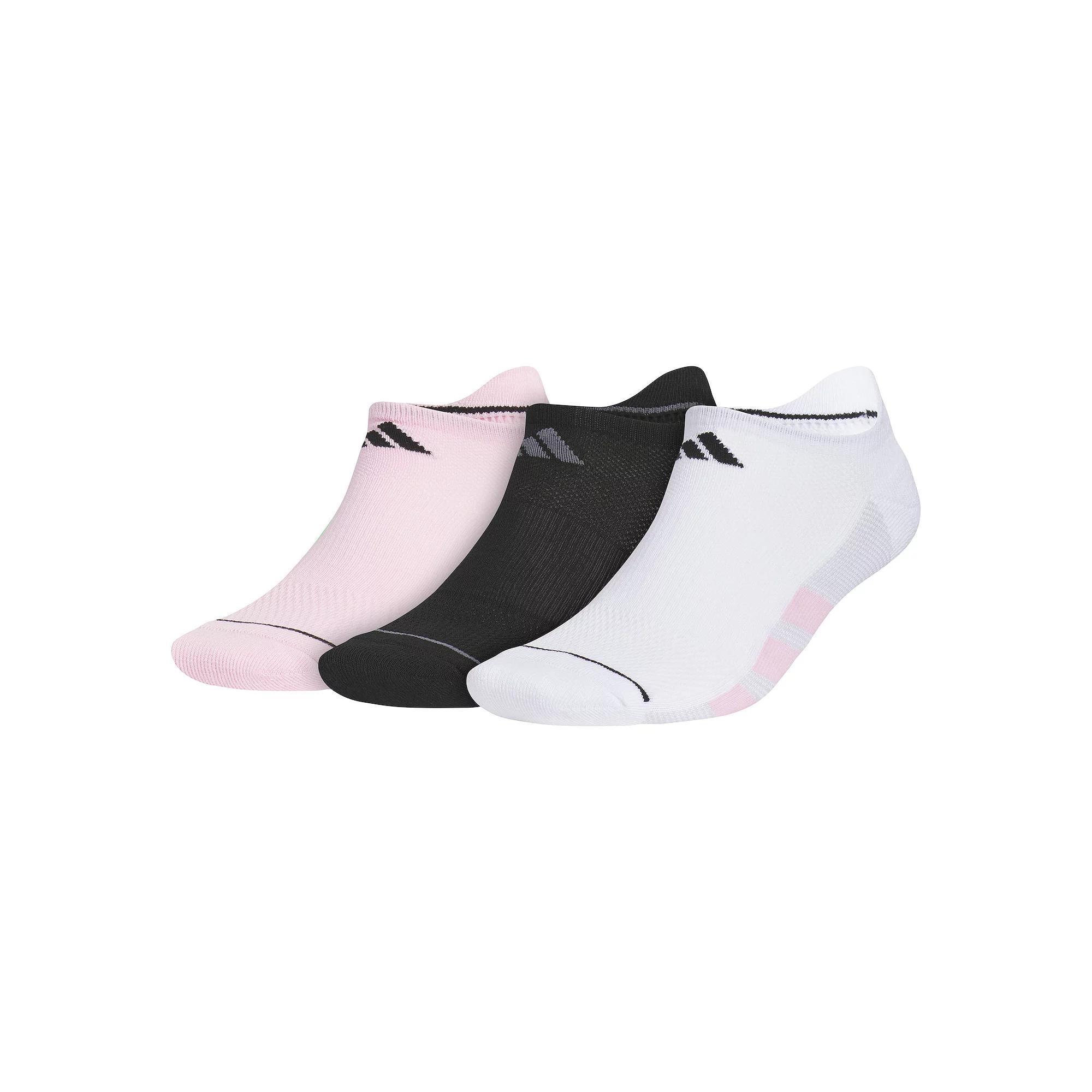 Men's adidas All Day Training 3-Pack No Show Socks, Size: 6-12, White True Pink Black Product Image