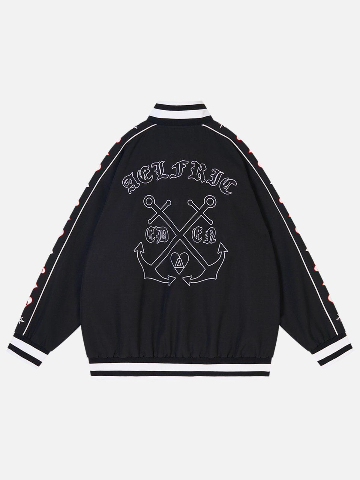 Aelfric Eden Embroidery Ship Anchor Bomber Jacket Product Image