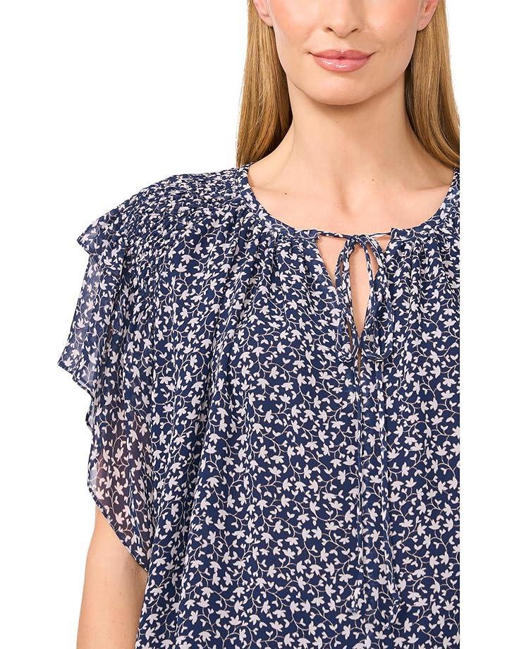 Embrodiery Short Sleeve Open Tie Front Top Product Image