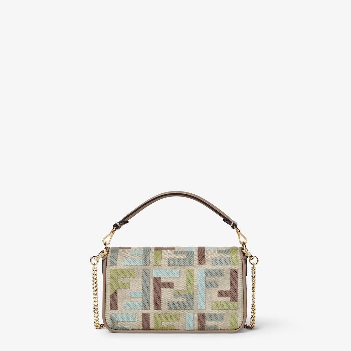 Baguette MiniCanvas bag with multicolor FF embroidery Product Image