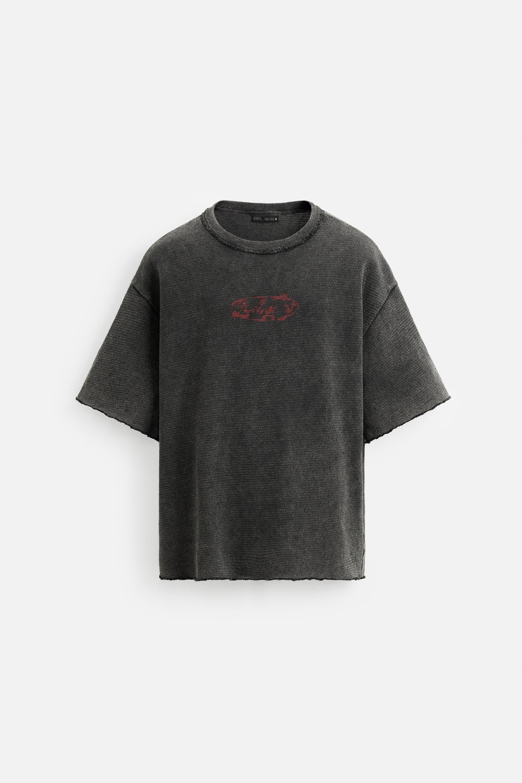 WASHED KNIT PRINT T-SHIRT Product Image