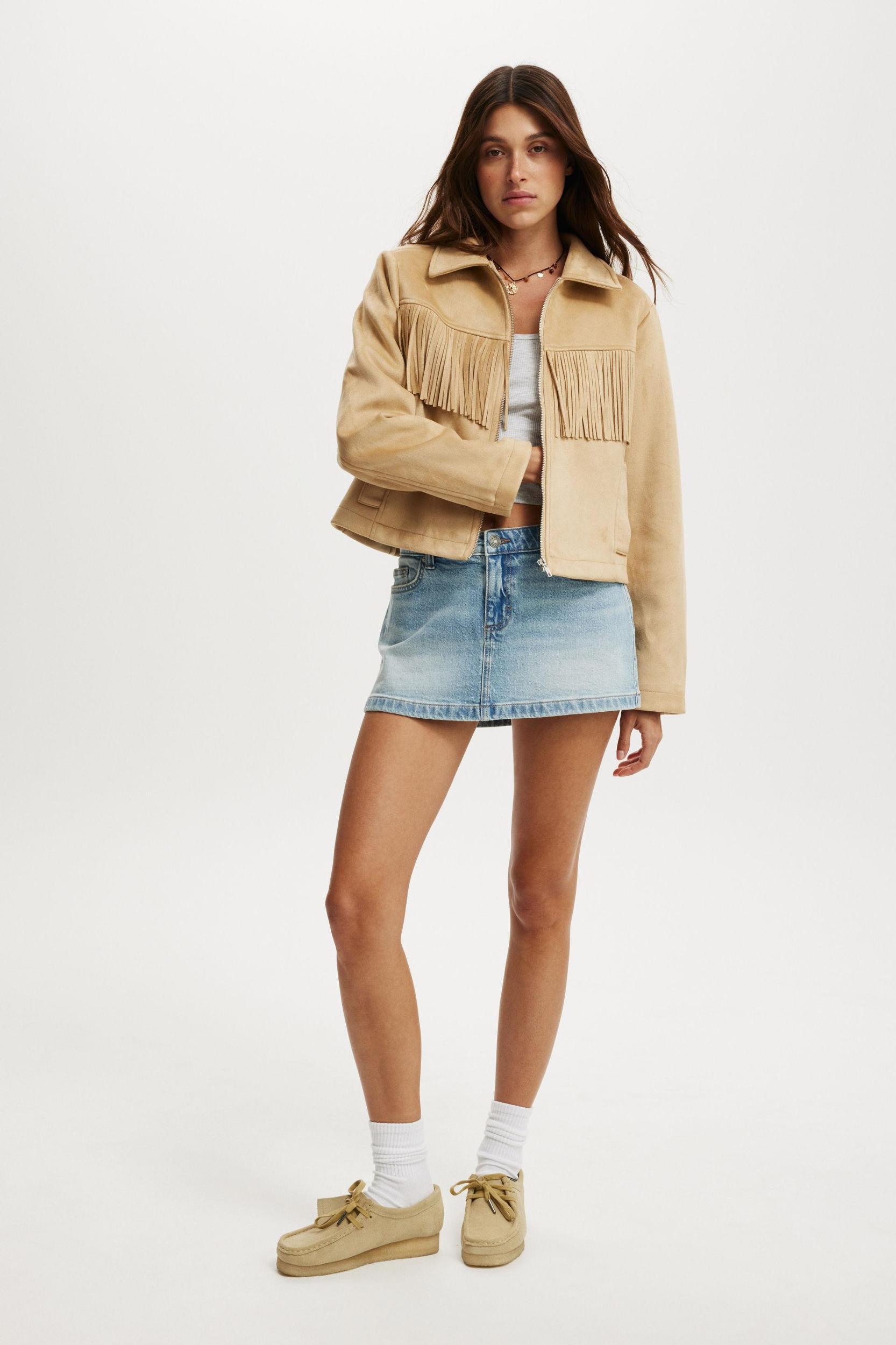 Fringe Faux Suede Jacket Product Image