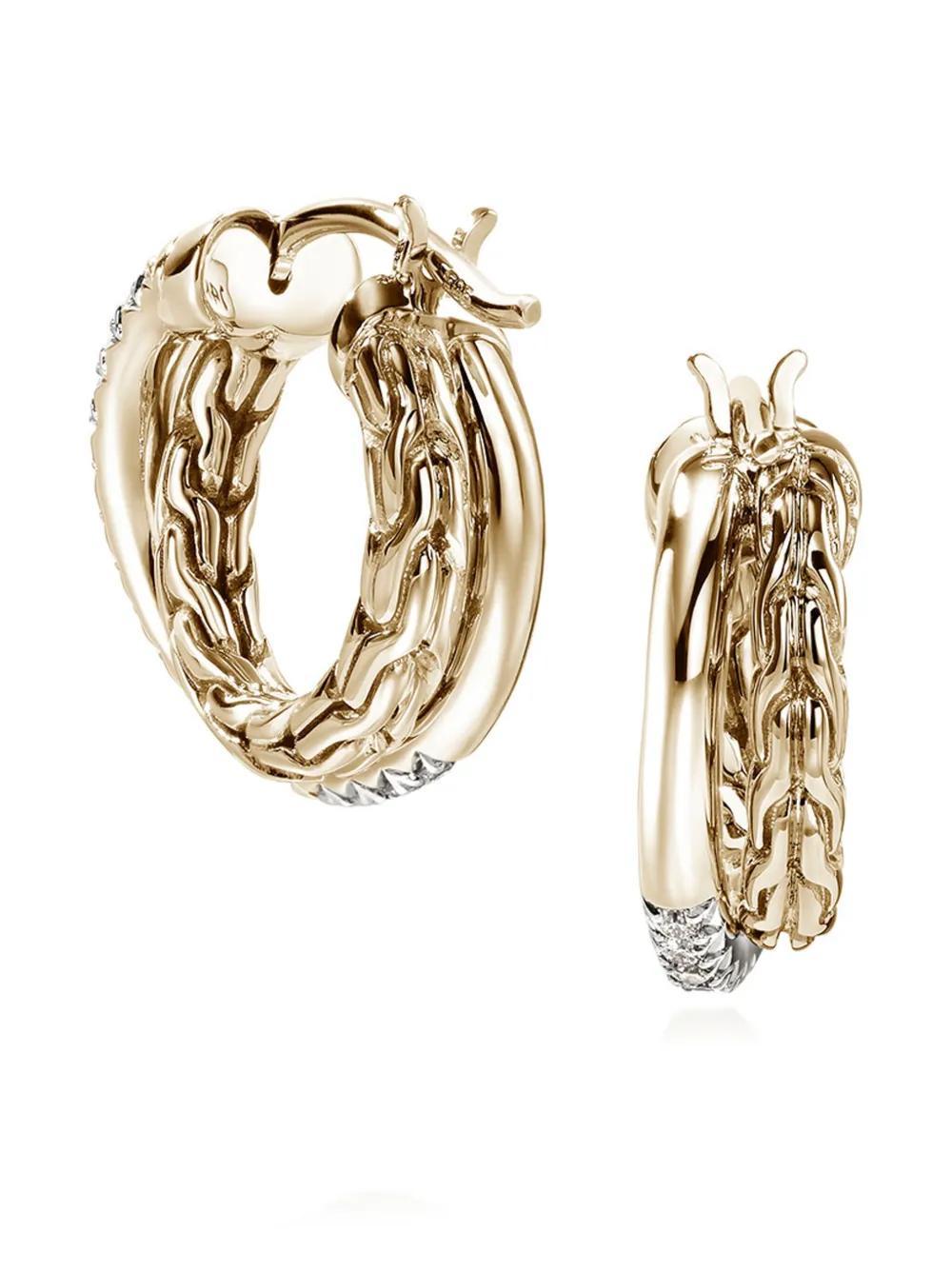 JOHN HARDY 14kt Yellow Gold Jh Essential Crossover Diamond Hoop Earrings In Silver/gold Product Image