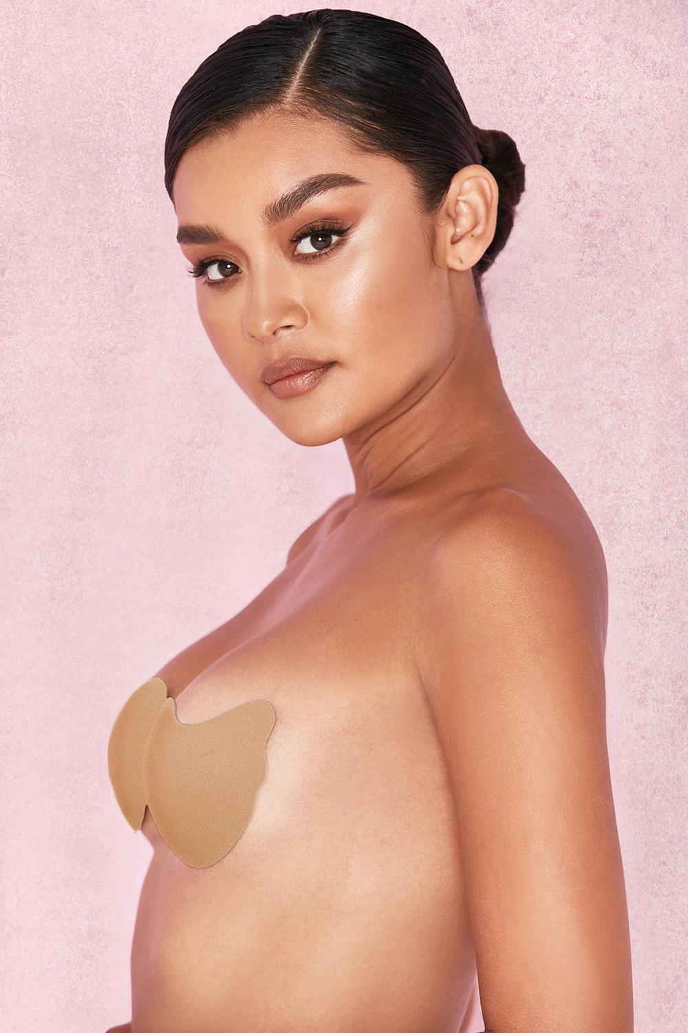 V front fastening moulded microfibre  bra - caramel Product Image