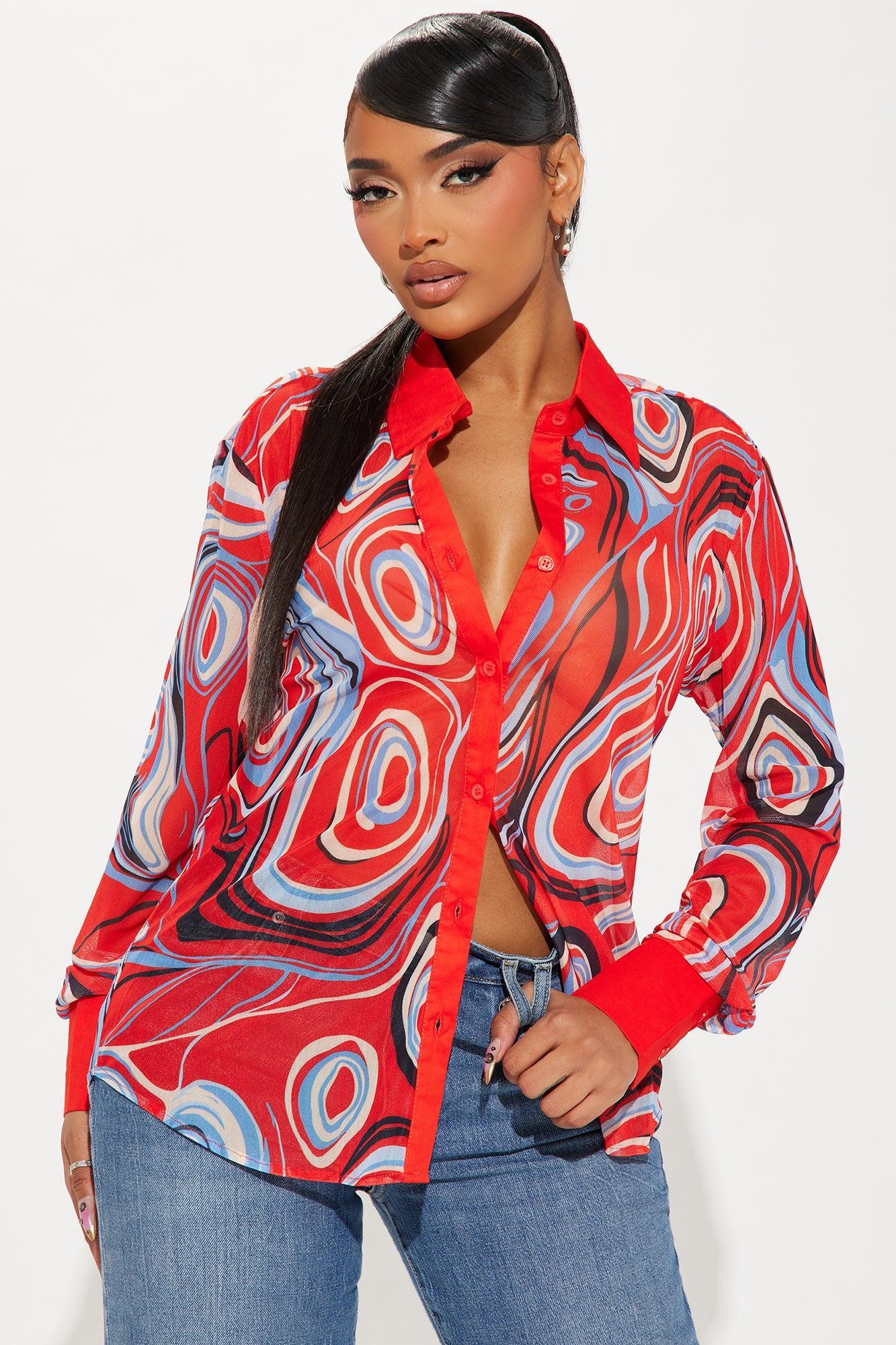 Santorini Mesh Shirt - Red/combo Product Image