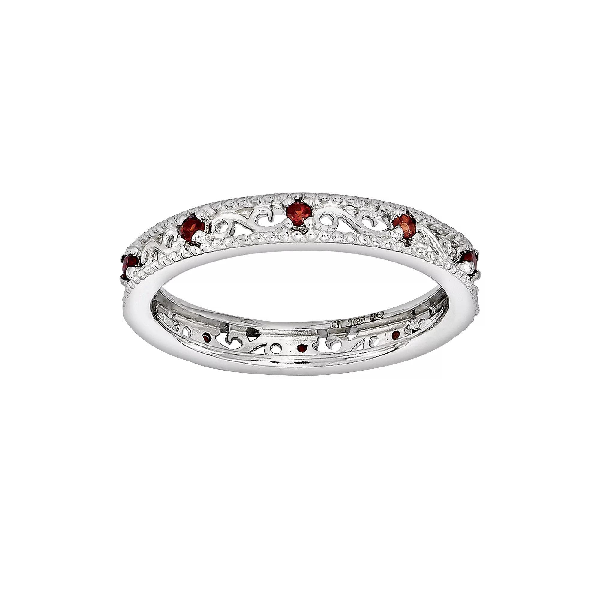 Stacks & Stones Sterling Silver Garnet Stack Ring, Women's, Size: 7, Red Product Image