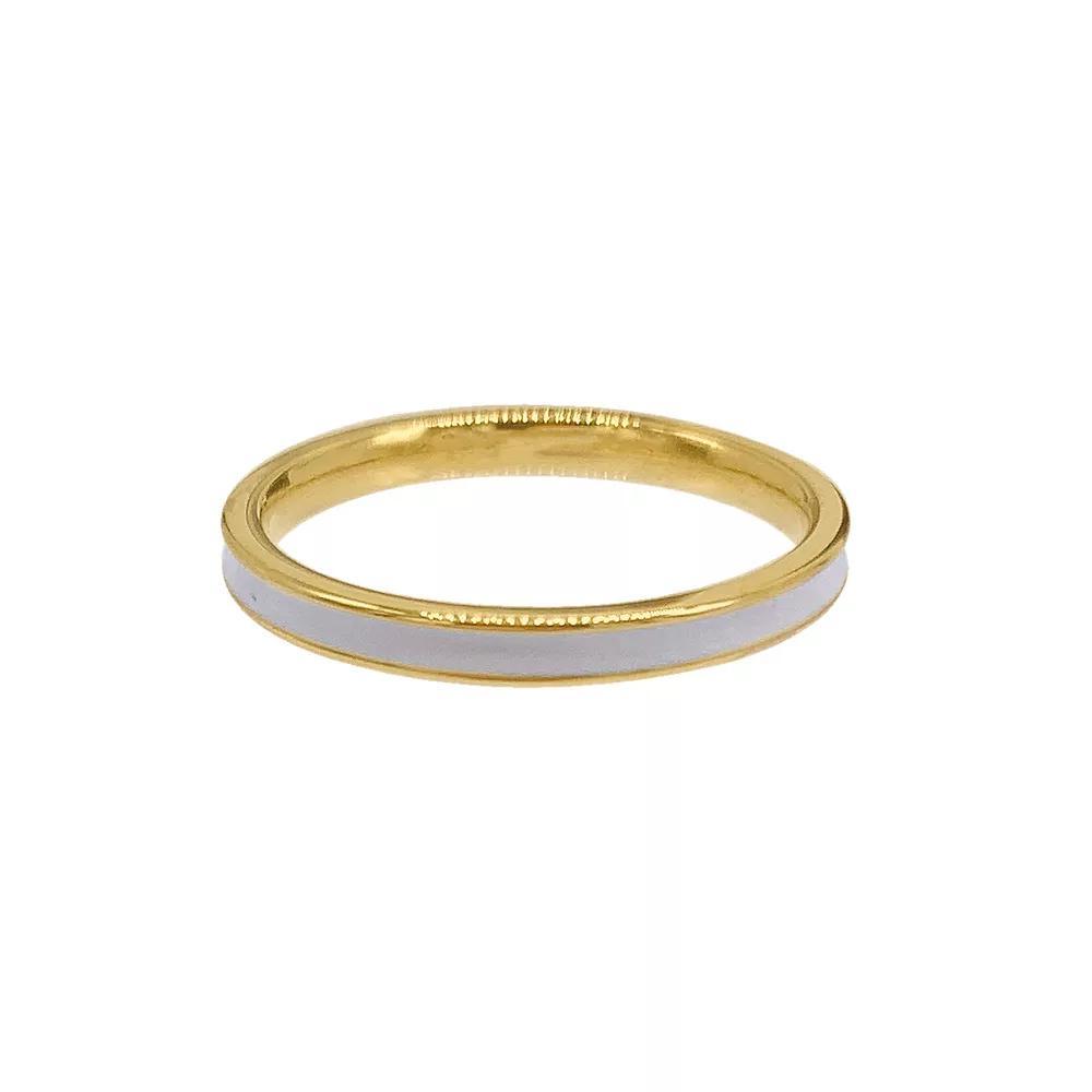 Adornia 14k Gold Plated White Enamel Band, Women's, Size: 9, Gold Tone Product Image
