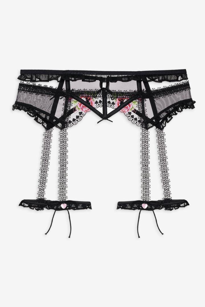 Love Garden Garter Belt — Black Product Image