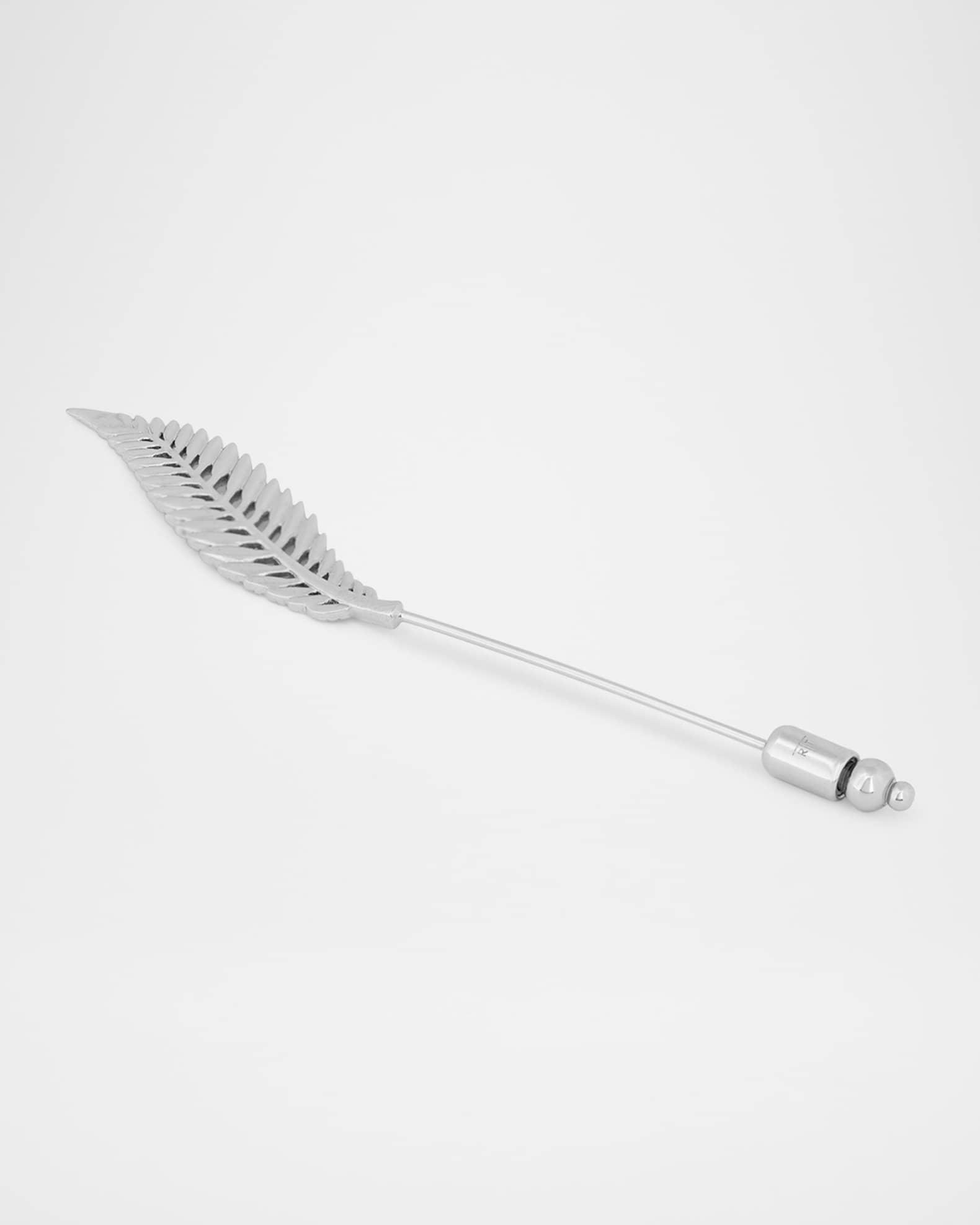 Mens Palladium-Plated Fern Leaf Lapel Pin Product Image