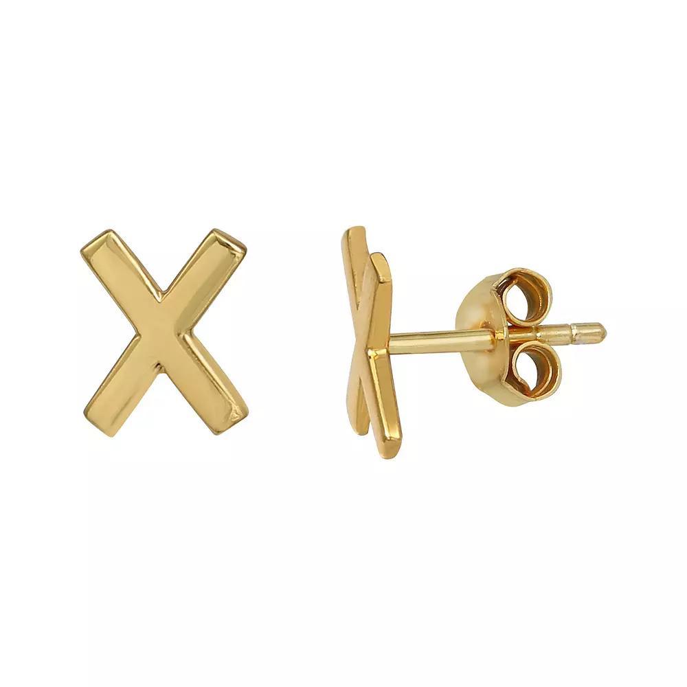 PRIMROSE Sterling Silver Initial Stud Earrings, Women's, Gold Tone C Product Image