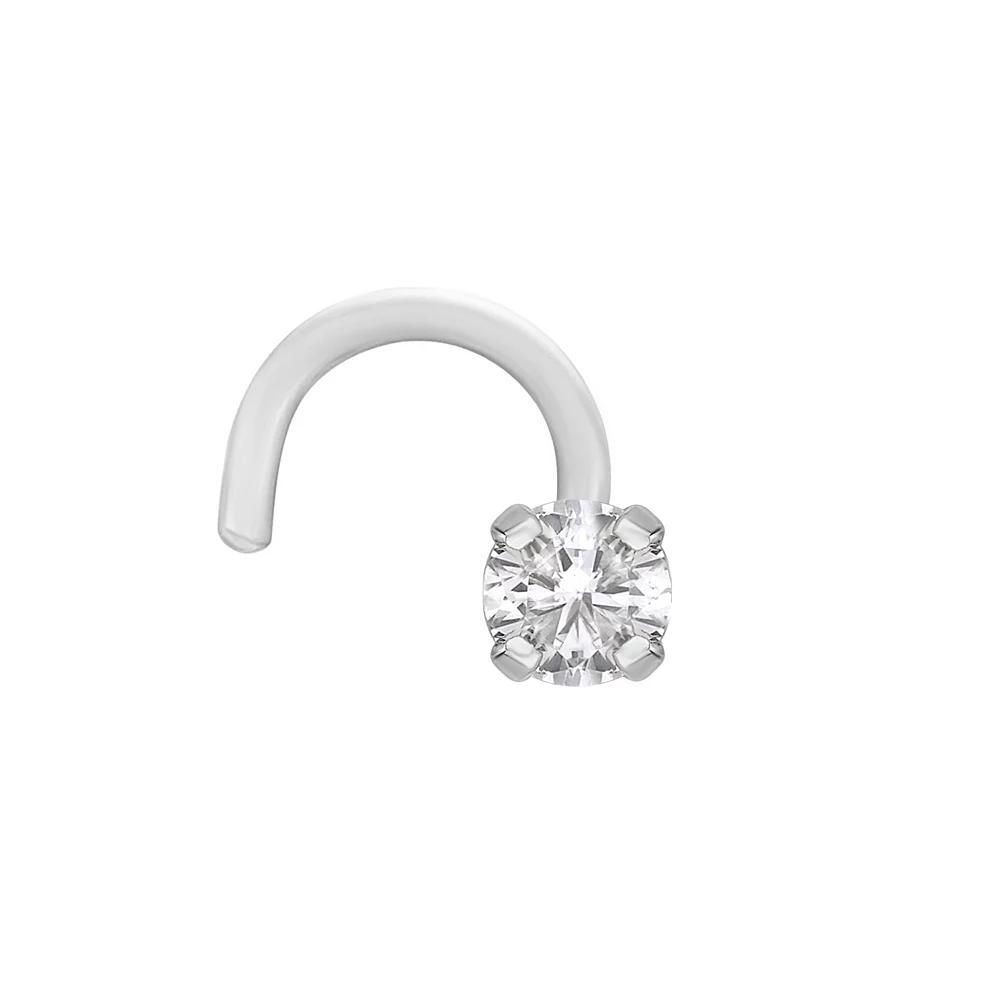 Lila Moon 14k White Gold Curved Diamond Accent Nose Stud, Women's, 14k Gold Product Image