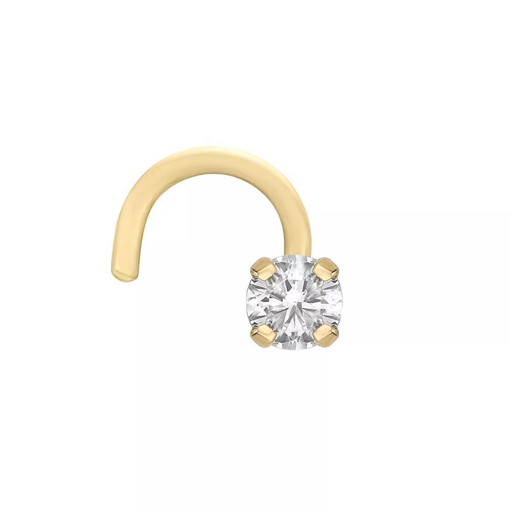 Lila Moon 14k White Gold Curved Diamond Accent Nose Stud, Women's, 14k Gold Product Image