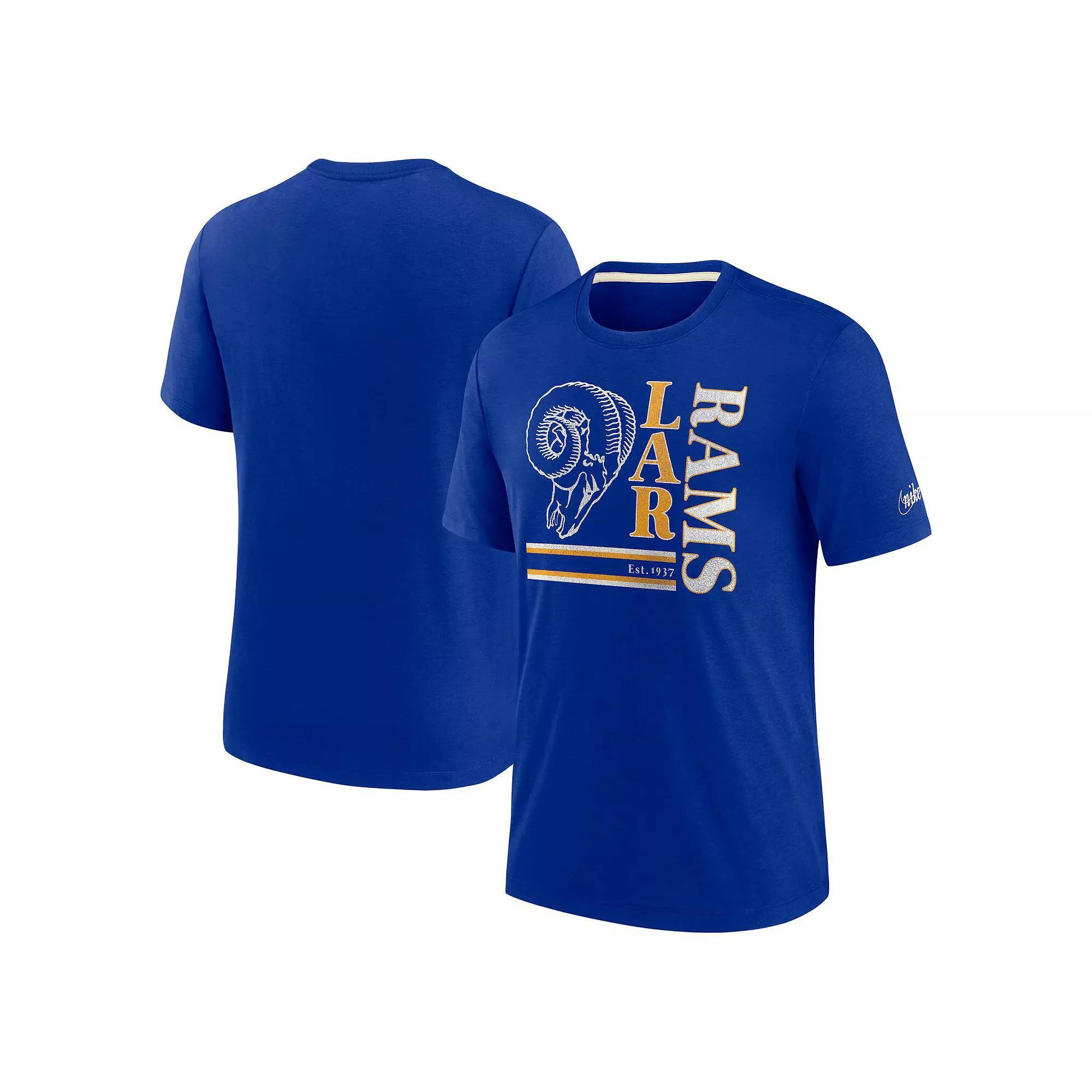 Mens Nike Royal Los Angeles Rams Wordmark Logo Tri-Blend T-Shirt Product Image
