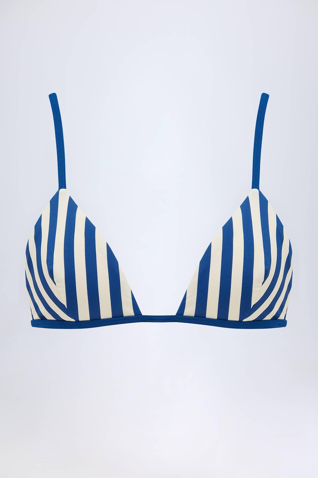 Triangle Bikini Top in Marine Blue Stripe Product Image