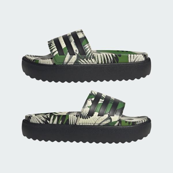 adidas adilette Women's Platform Swimming Slides, Size: 7, Crew Green Product Image