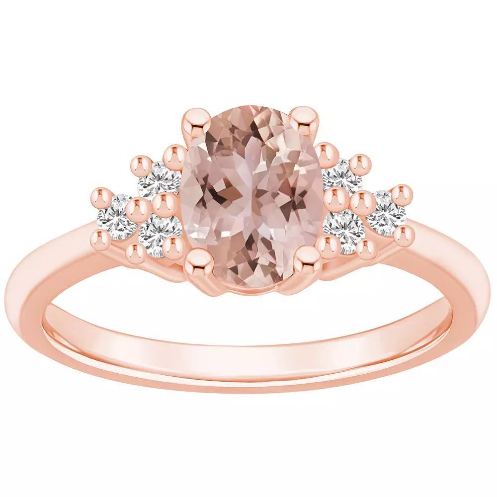 Alyson Layne 14k Gold Oval Morganite & 1/5 Carat T.W. Diamond Ring, Women's, Size: 10 Product Image