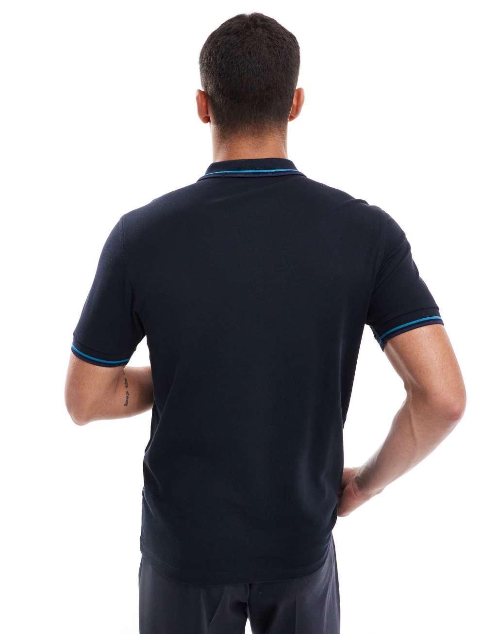 Fred Perry twin tipped polo shirt in navy Product Image