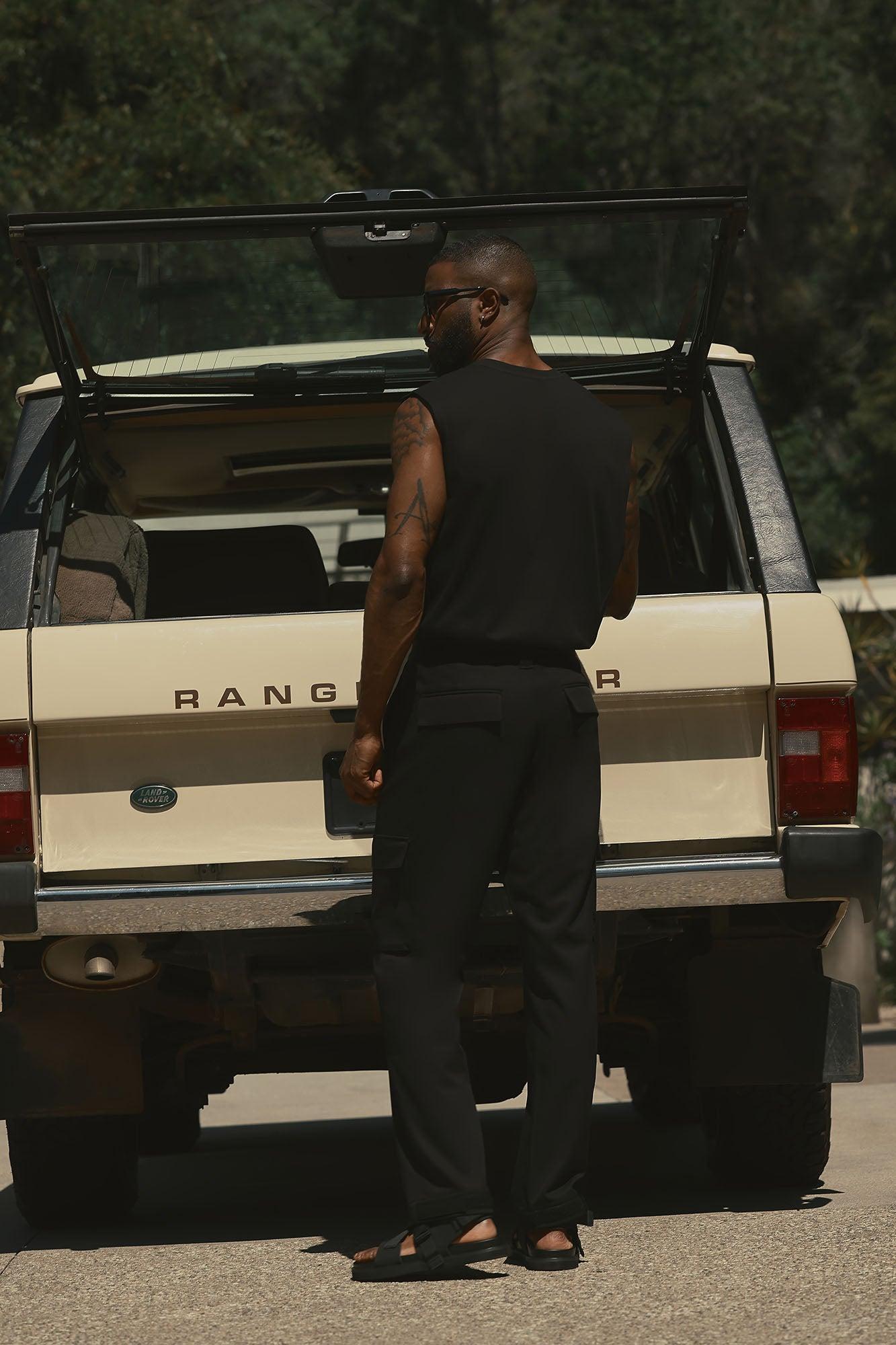 Gabardine Straight Tapered Cargo Pants - Black Product Image