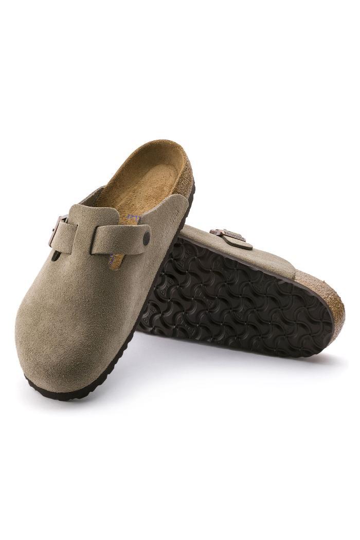 Birkenstock Boston  Soft Footbed Regular Width in Taupe Suede Product Image