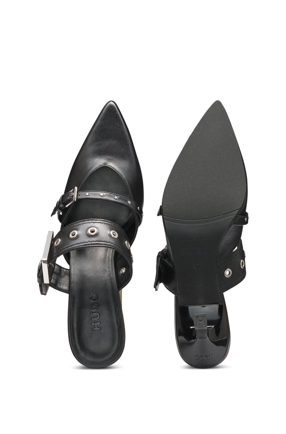 Nappa-leather mules with twin buckled straps  Product Image