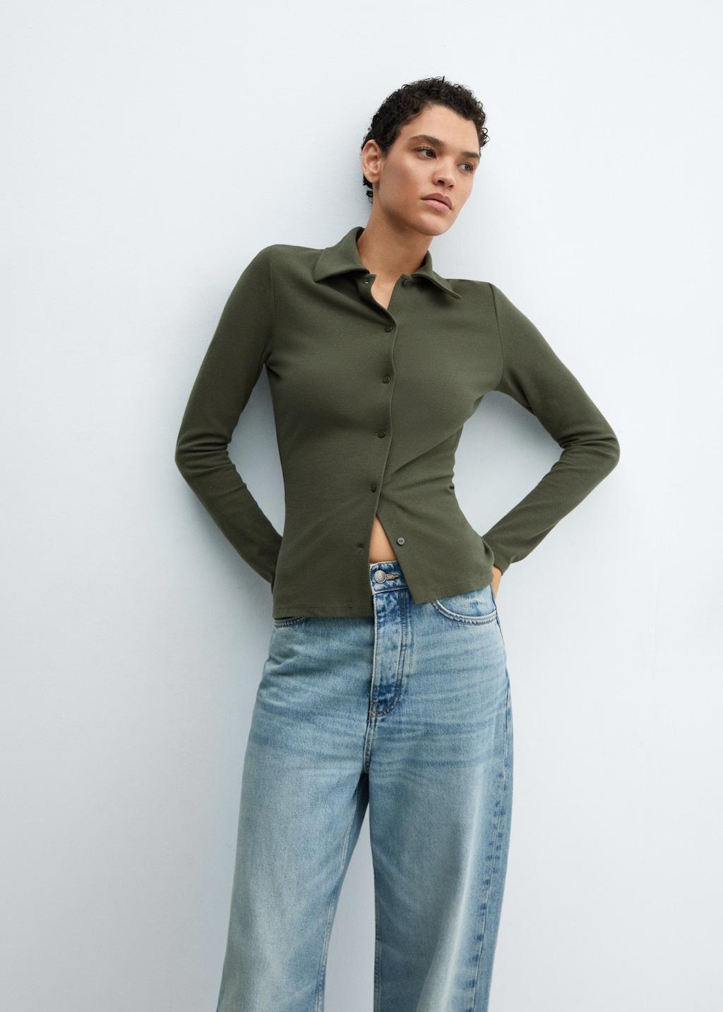 Cotton knit shirt - Women | MANGO USA Product Image
