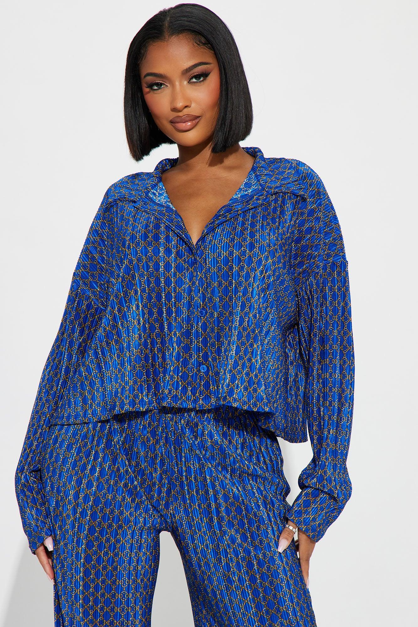 Romi Plisse Pant Set - Royal Product Image