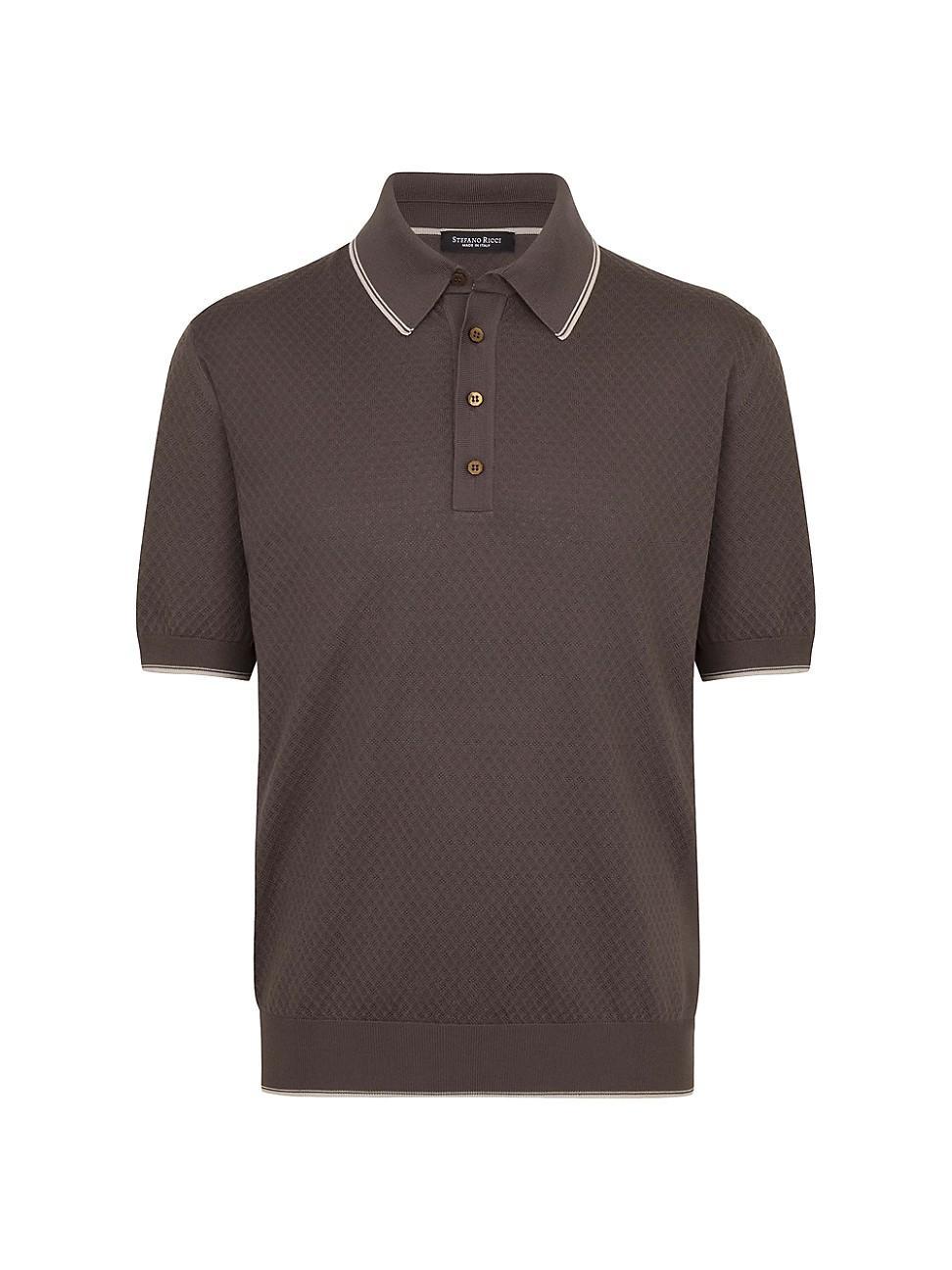 Mens Knit Short Sleeve Four-Button Polo Shirt Product Image