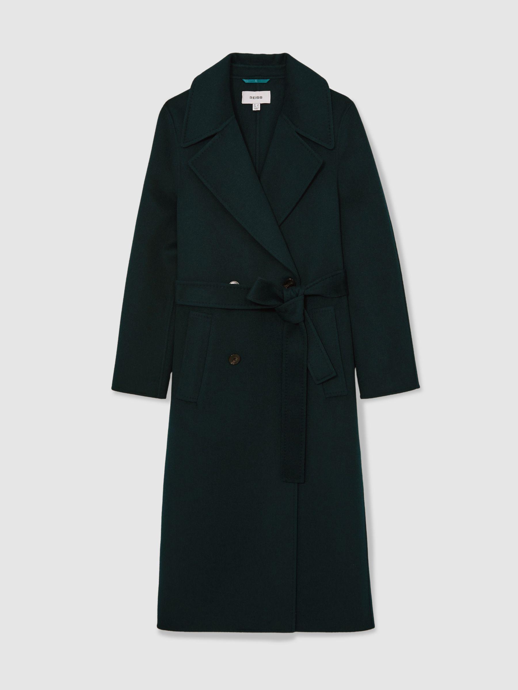 Petite Double-Breasted Blindseam Coat Wool-Blend in Green Product Image