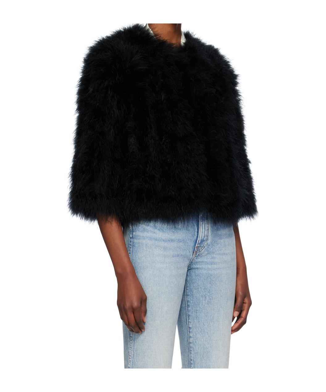 YVES SALOMON Cropped Quarter Sleeve Casual Coat In Black Product Image