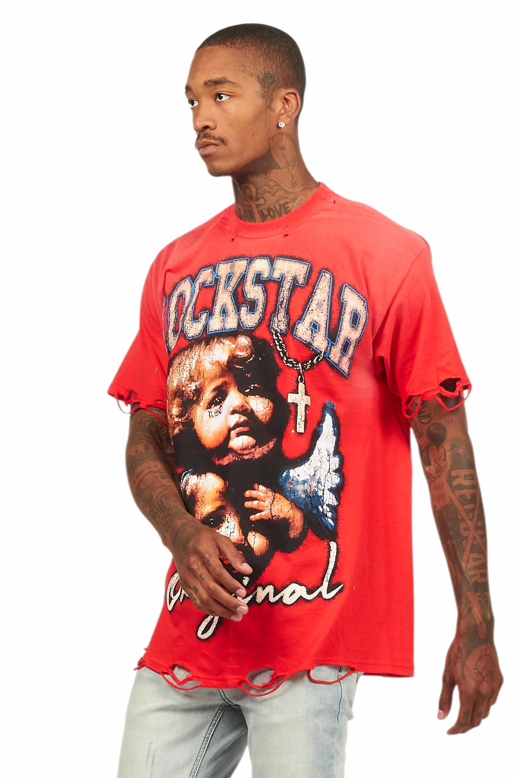 Deiter Red Oversized Graphic T-Shirt Male Product Image