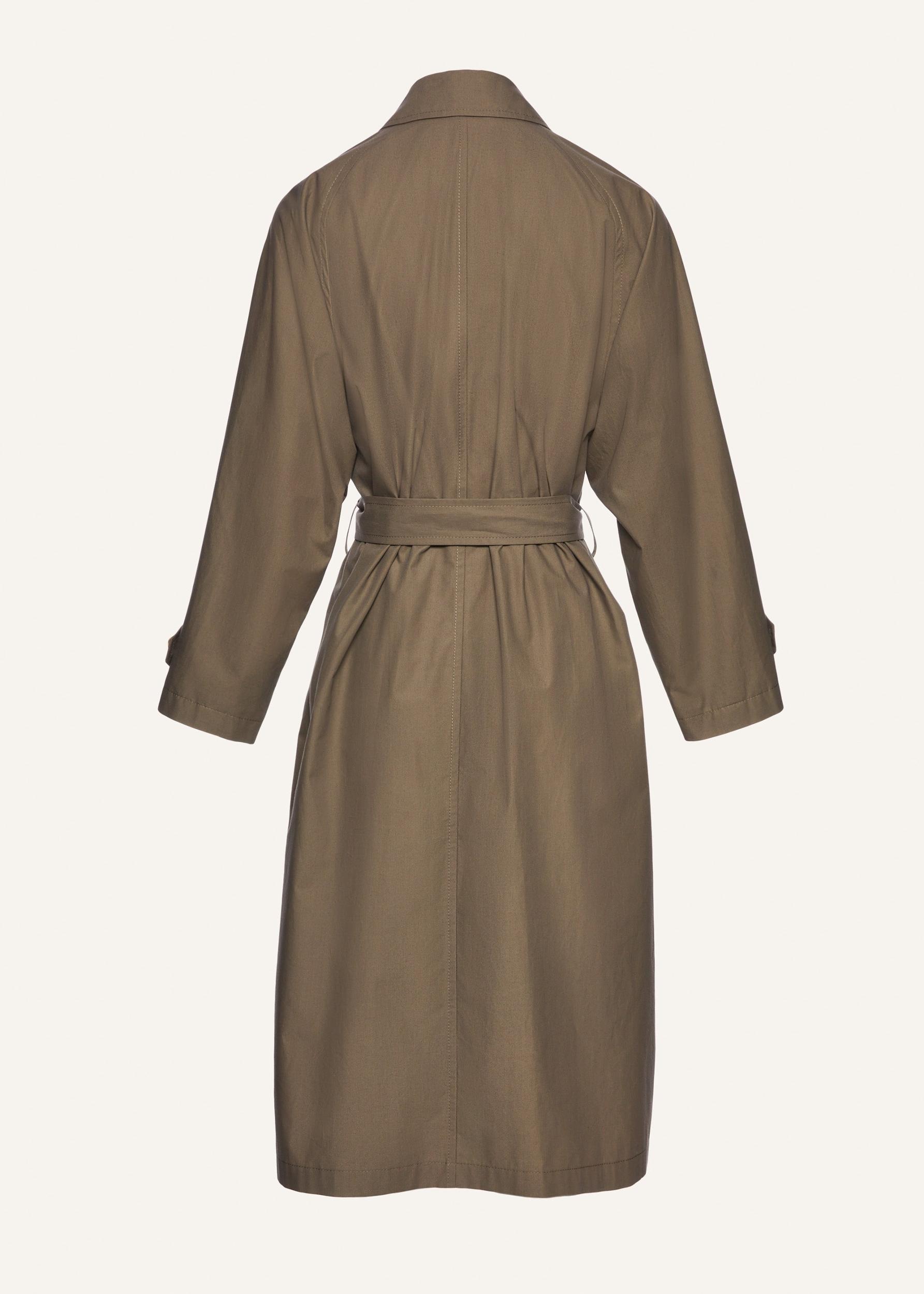 Belted cotton trench coat in grey Product Image
