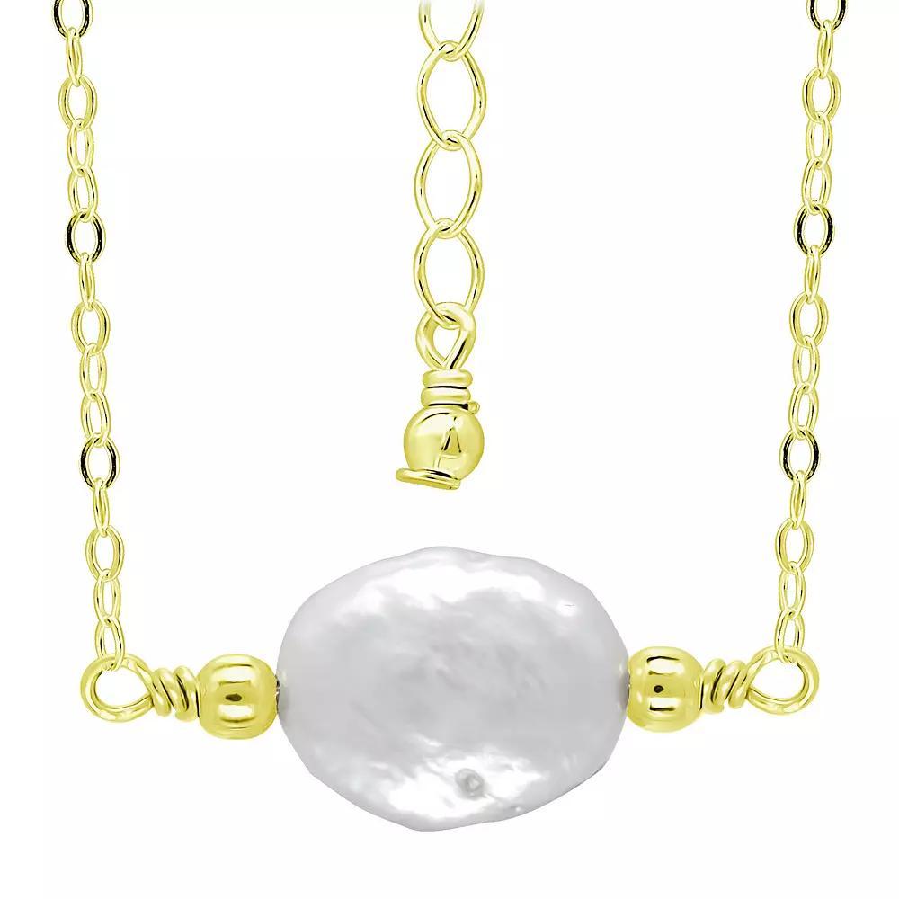 Aleure Precioso Sterling Silver Freshwater Cultured Pearl Medallion Necklace, Womens Gold Tone White Product Image