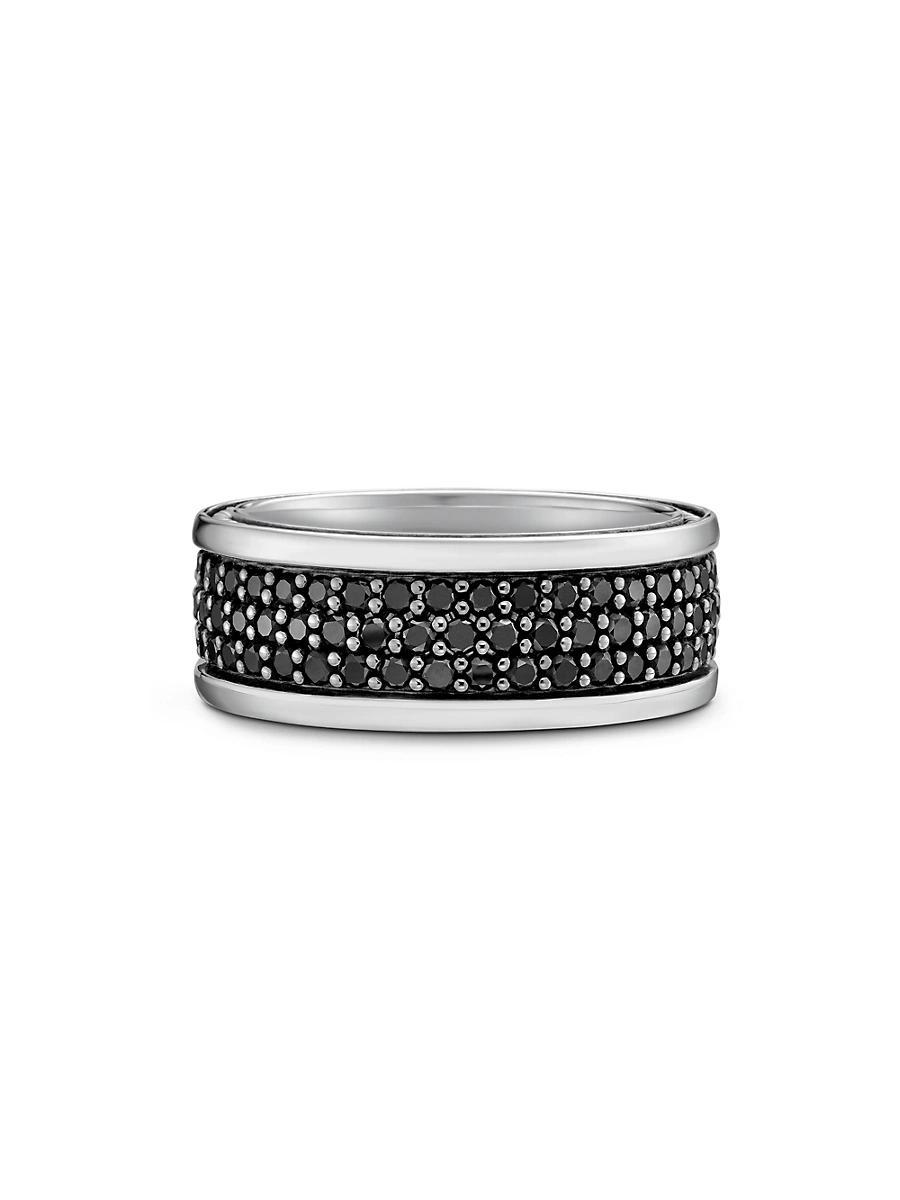 David Yurman Mens Streamline Three-Row Band Ring with Black Diamonds Product Image