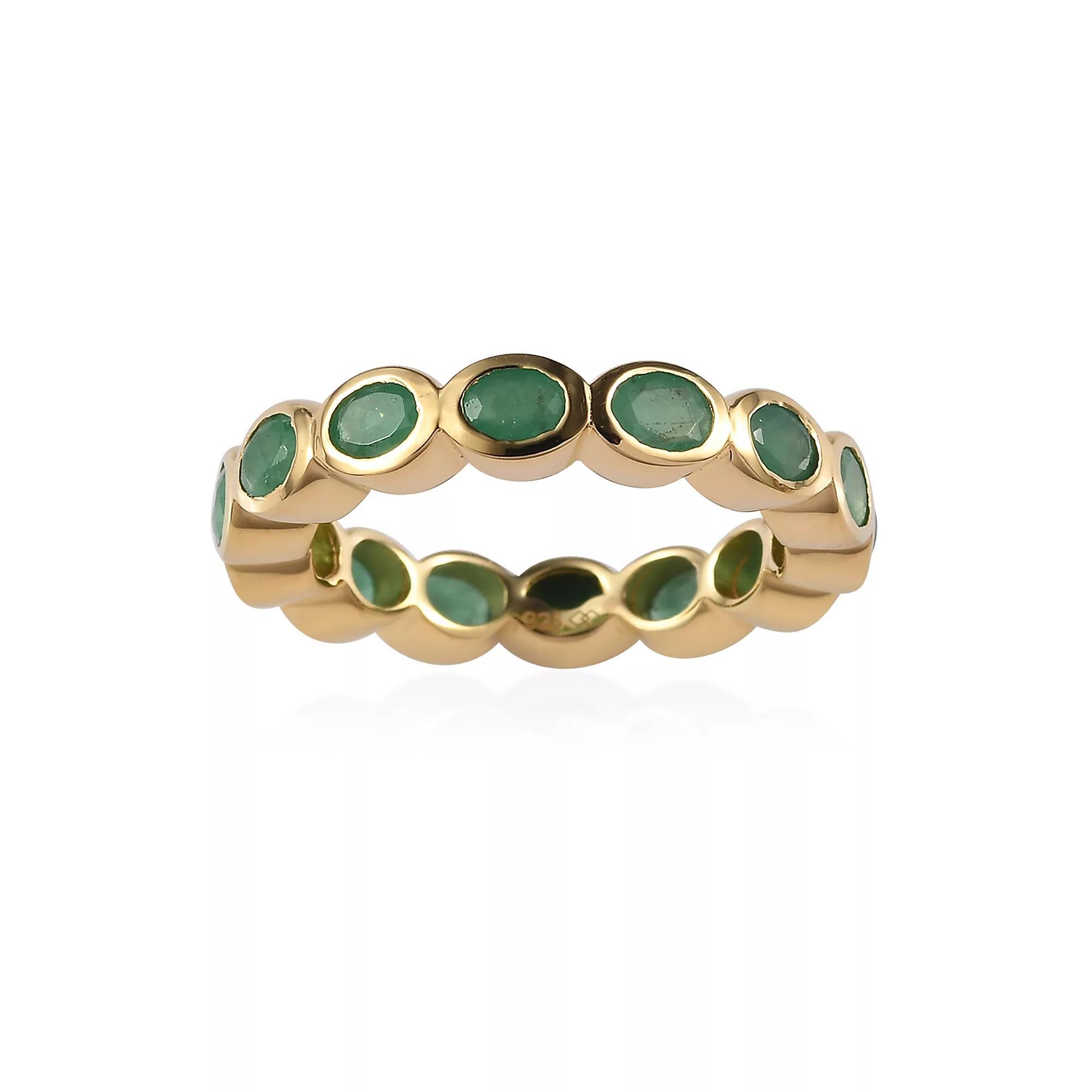 14k Gold Over Silver Natural Emerald Eternity Ring, Women's, Size: 7, Green Product Image