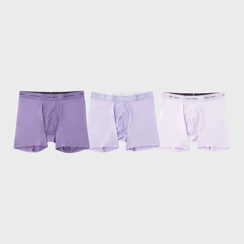 Pair of Thieves Mens Quick Dry Boxer Briefs 3pk - Lavender S: Mid Rise, Knit, Solid Pattern Product Image