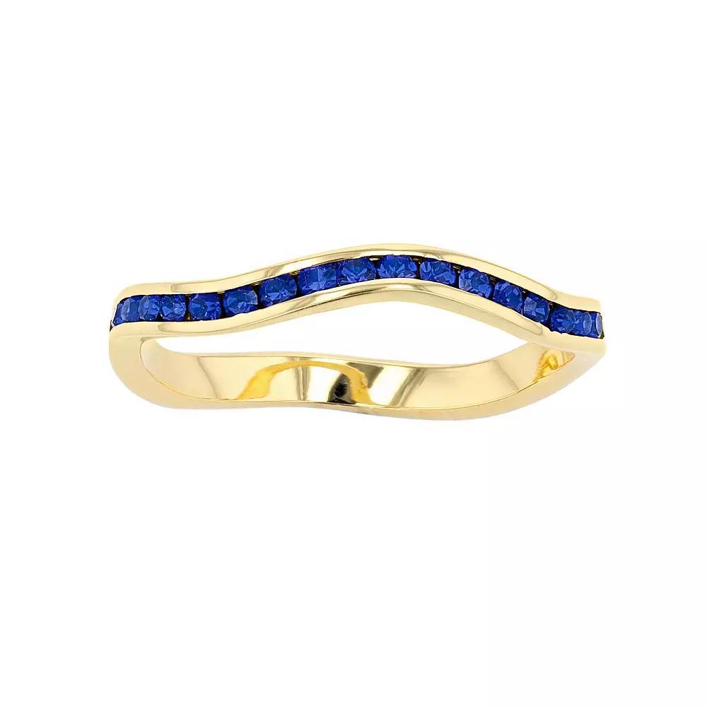 Traditions Jewelry Company 18k Gold Over Silver Birthstone Crystal Wave Ring, Womens, Gold Over Sterling Feb Product Image