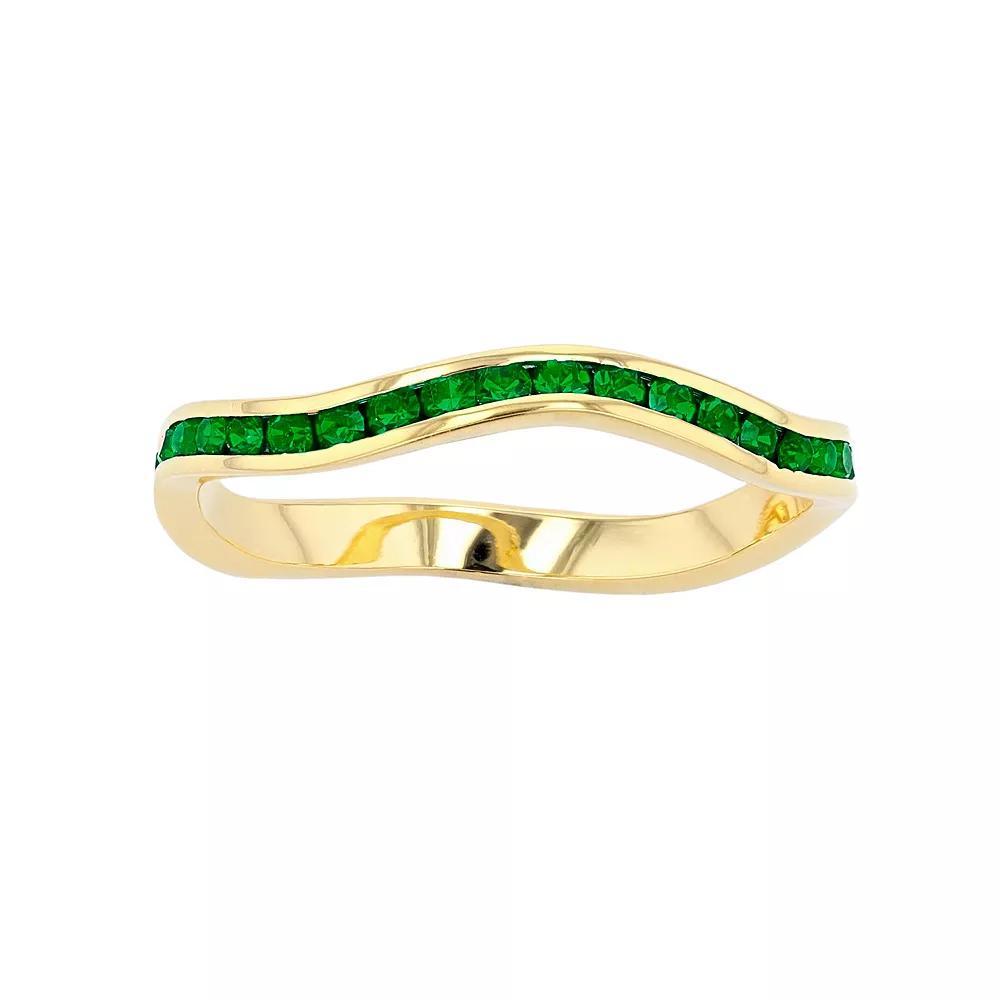 Traditions Jewelry Company 18k Gold Over Silver Birthstone Crystal Wave Ring, Womens, Gold Over Sterling Feb Product Image