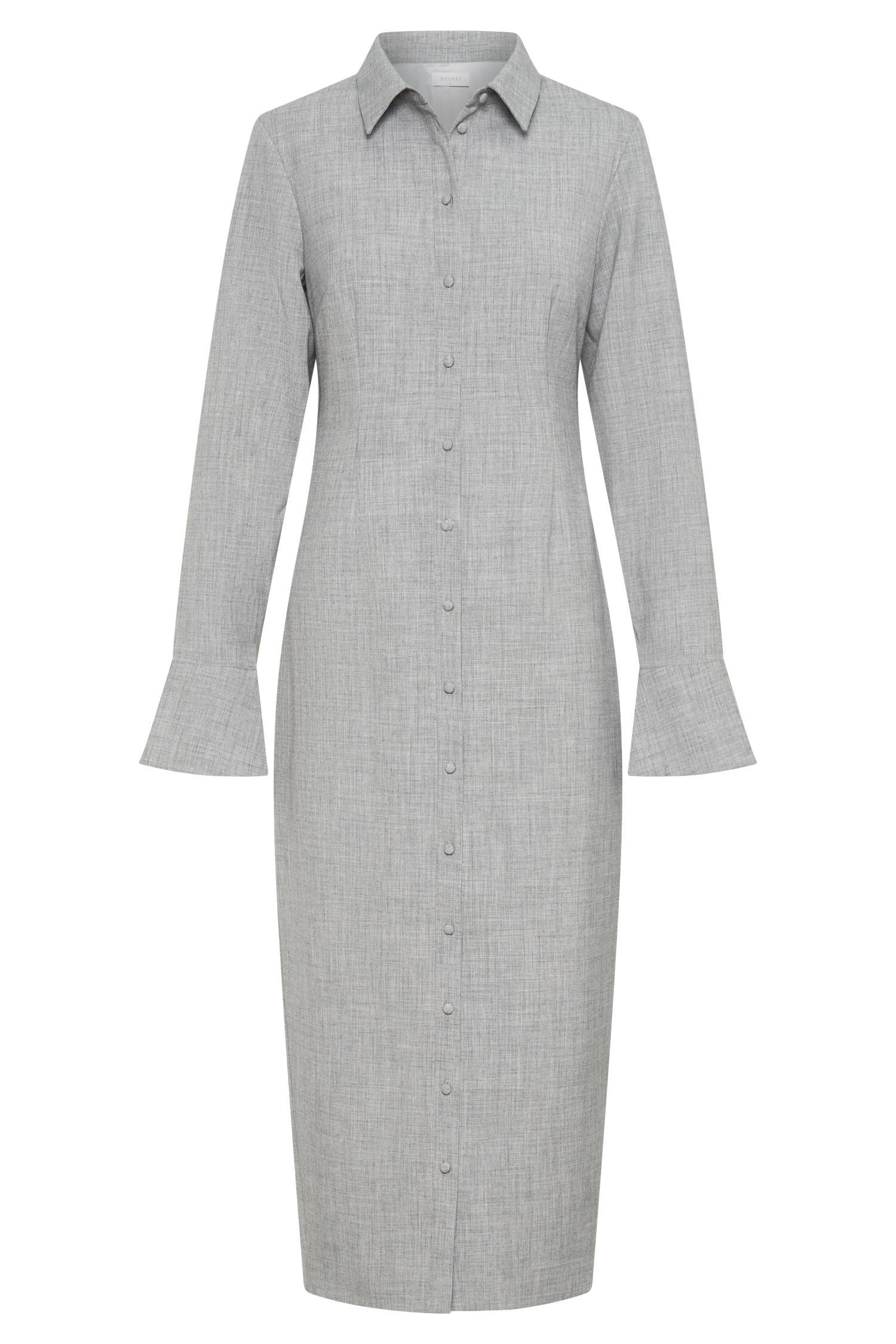 Dorian Fitted Shirt Midi Dress - Charcoal Marle Product Image