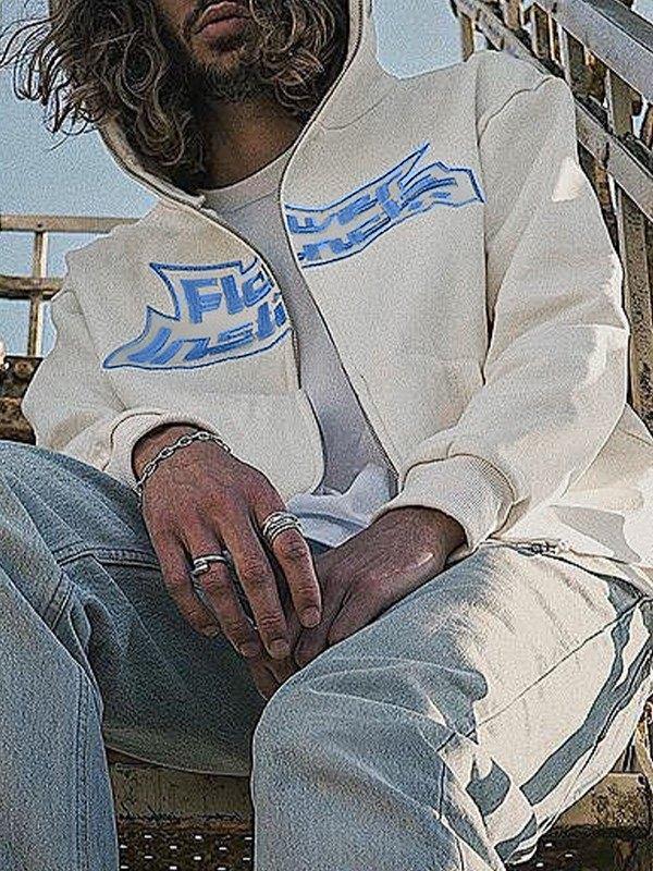 Men's Flower Instinct Embroidery Zip Up Hoodie Product Image