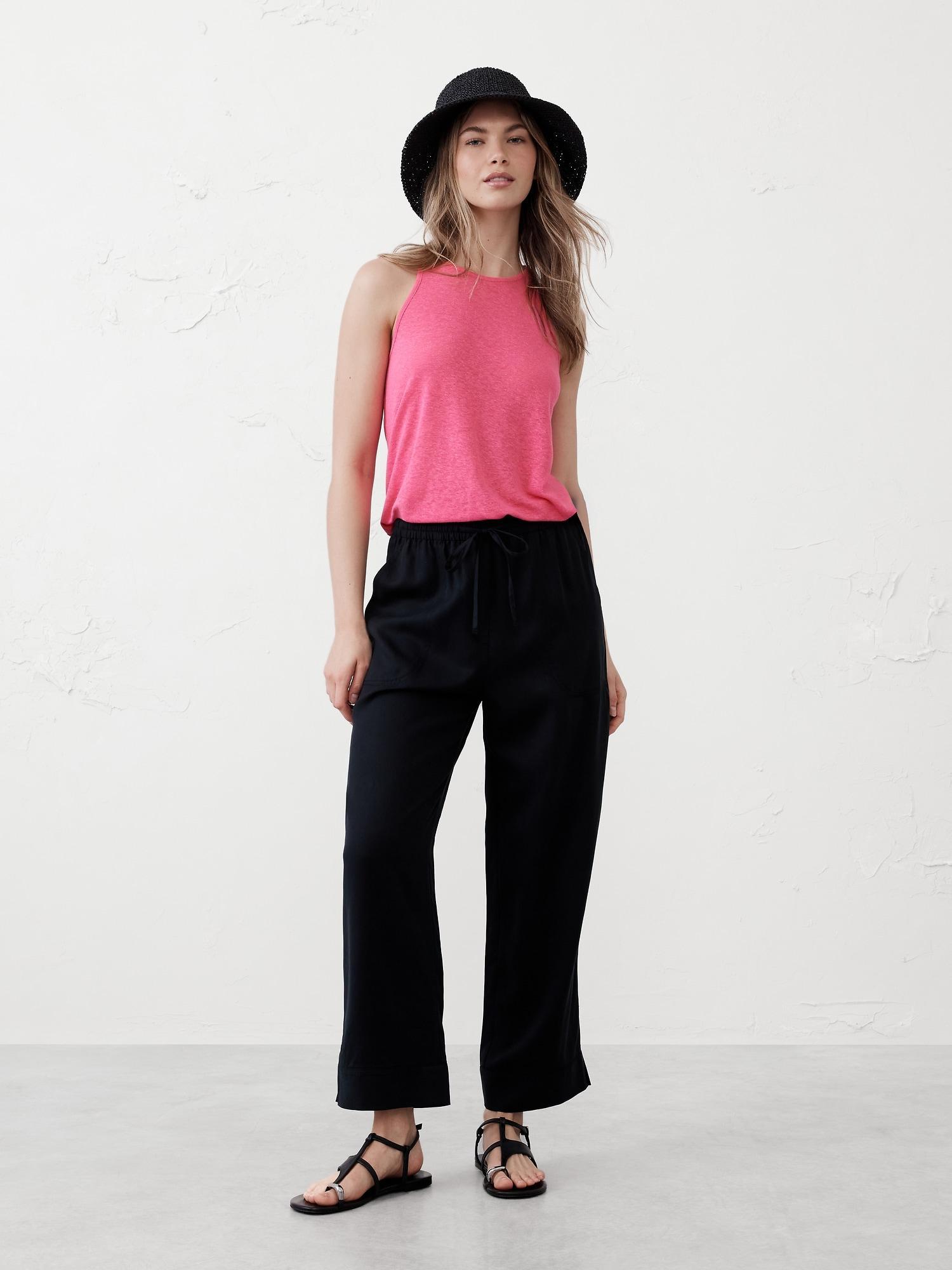 Linen-Blend Racer-Back Tank Product Image