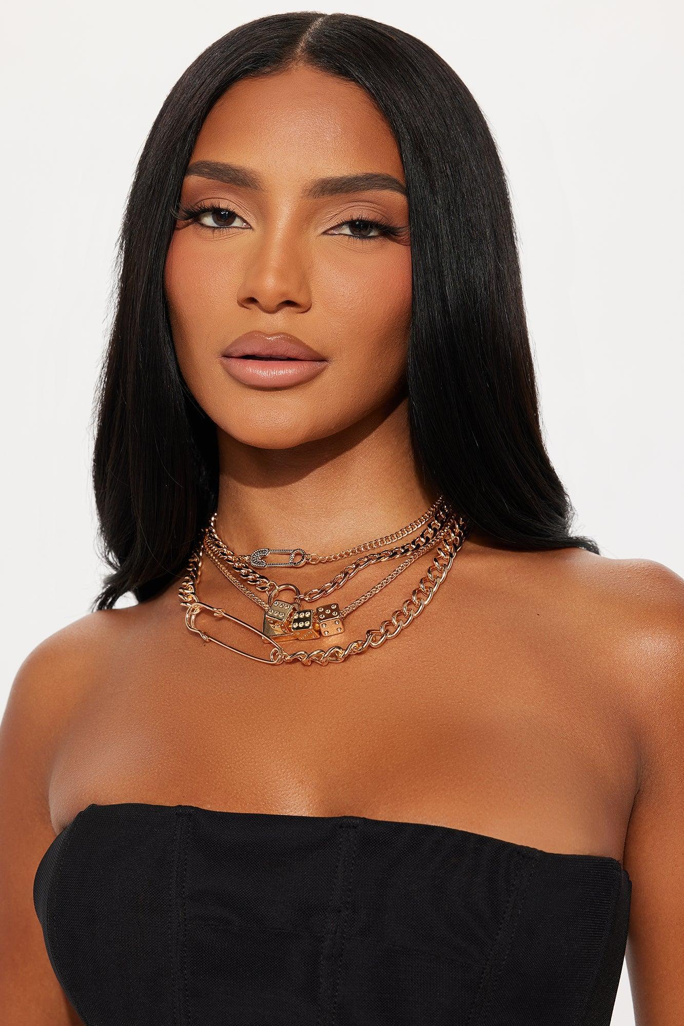 On A Roll Statement Layered Necklace - Gold Product Image