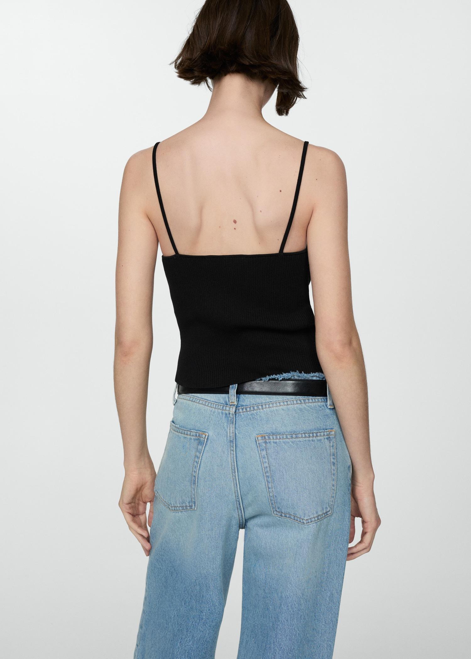 Ribbed top with thin straps - Women | MANGO USA Product Image