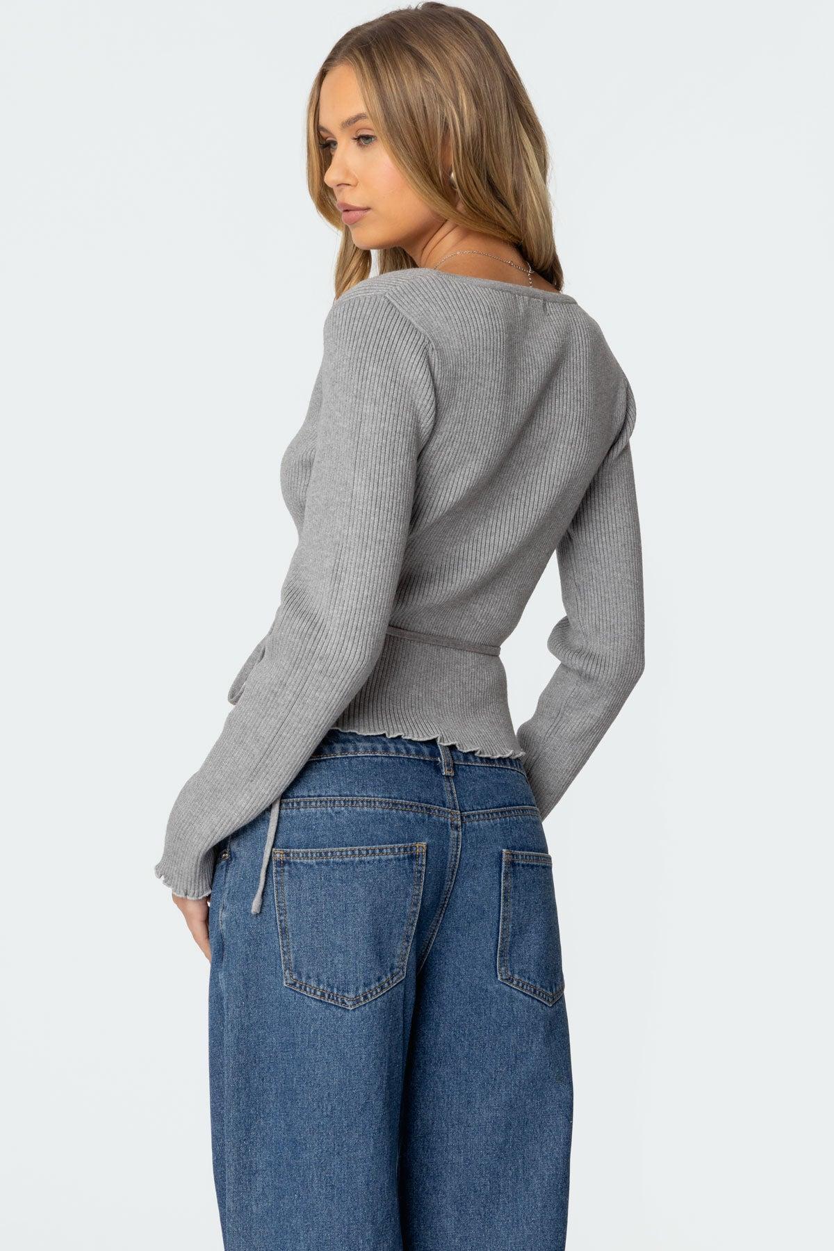 Paden Ribbed Knit Wrap Top Product Image