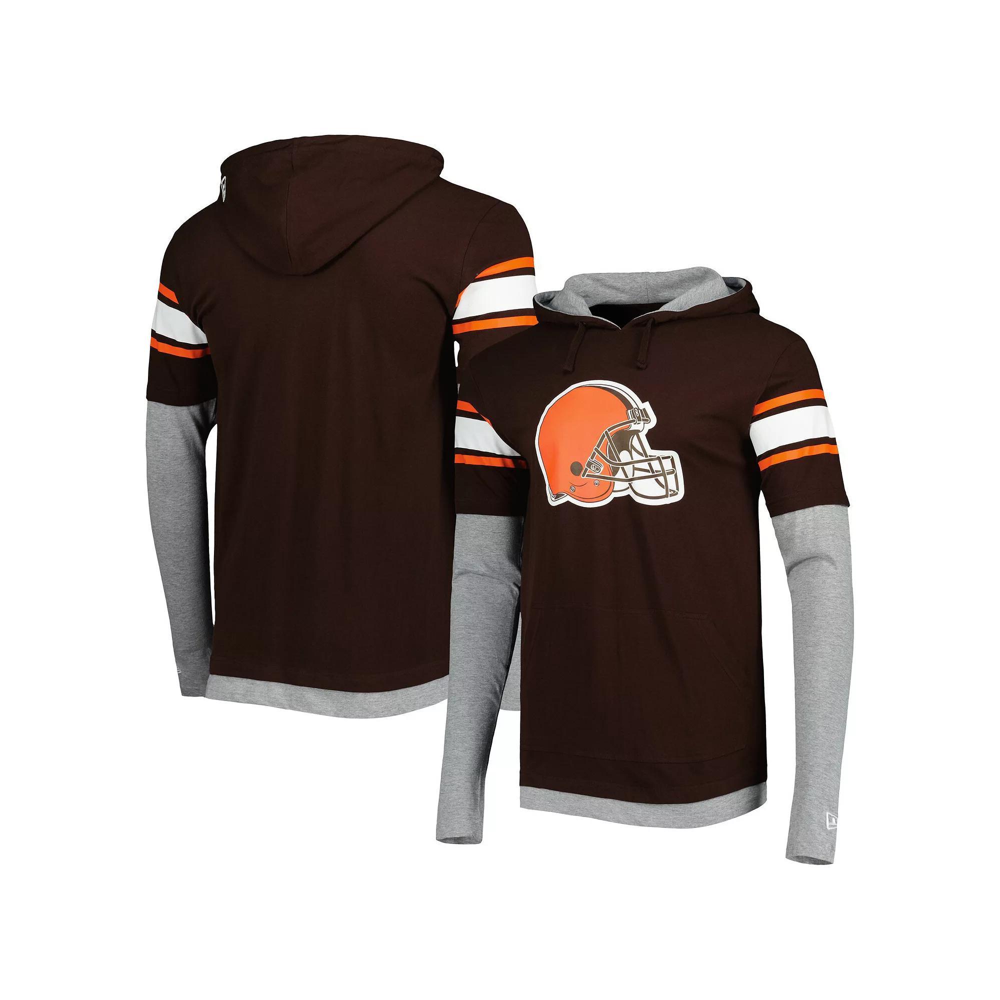Men's New Era Brown Cleveland Browns Long Sleeve Hoodie T-Shirt, Size: 2XL Product Image