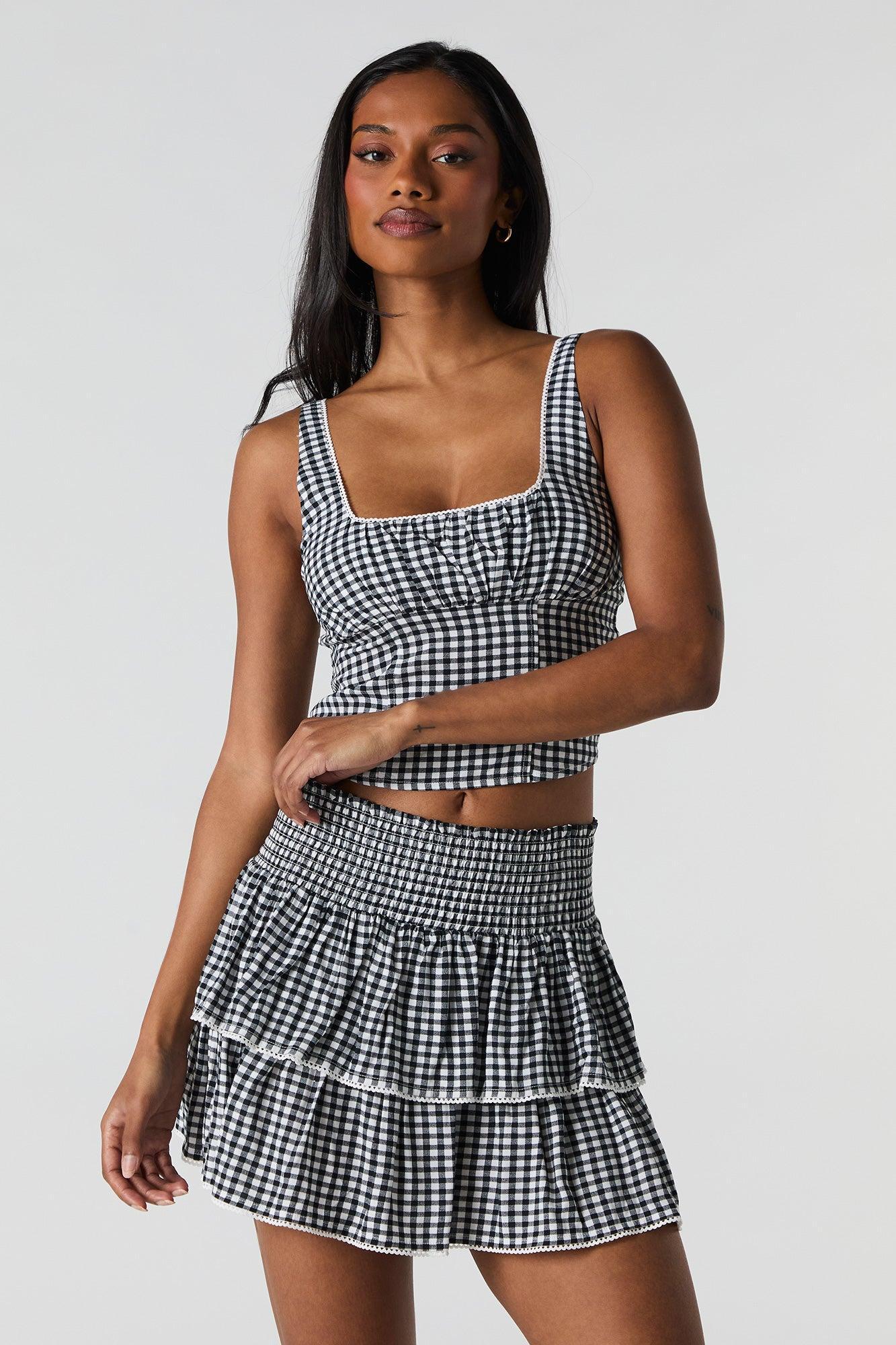 Plaid Tiered Mini Skort Female Product Image