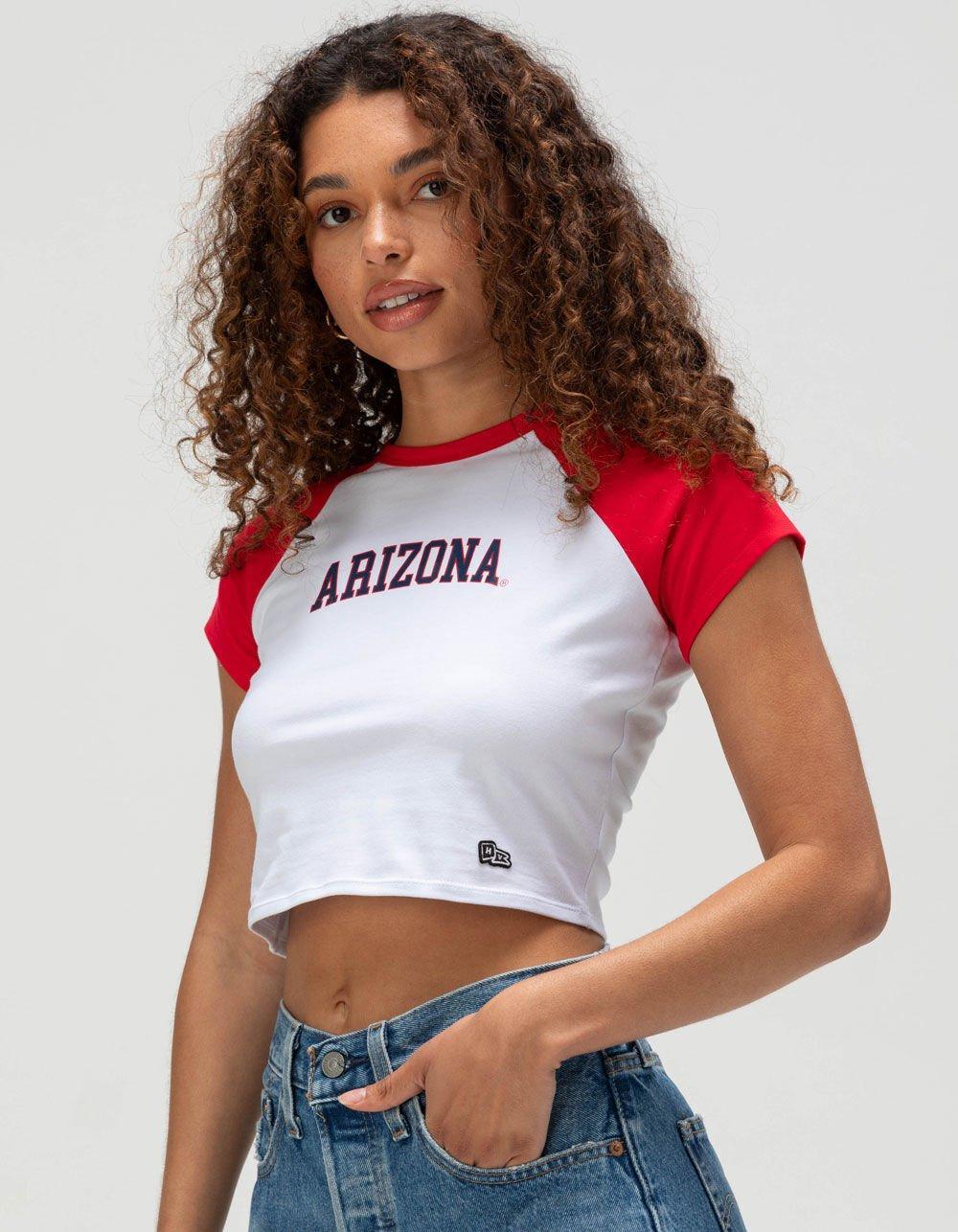 HYPE AND VICE University Of Arizona Womens Crop Raglan Tee - RED Product Image