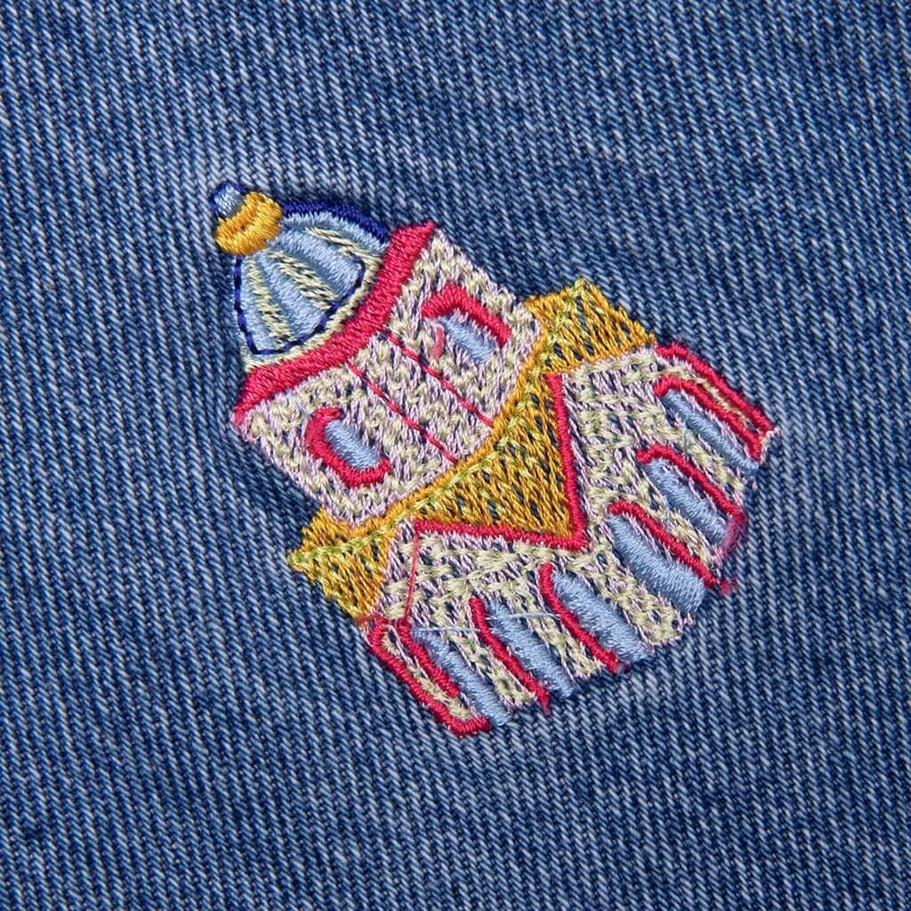 Stone Wash Denim Embroidered Motif Jean - Stone Wash Male Product Image